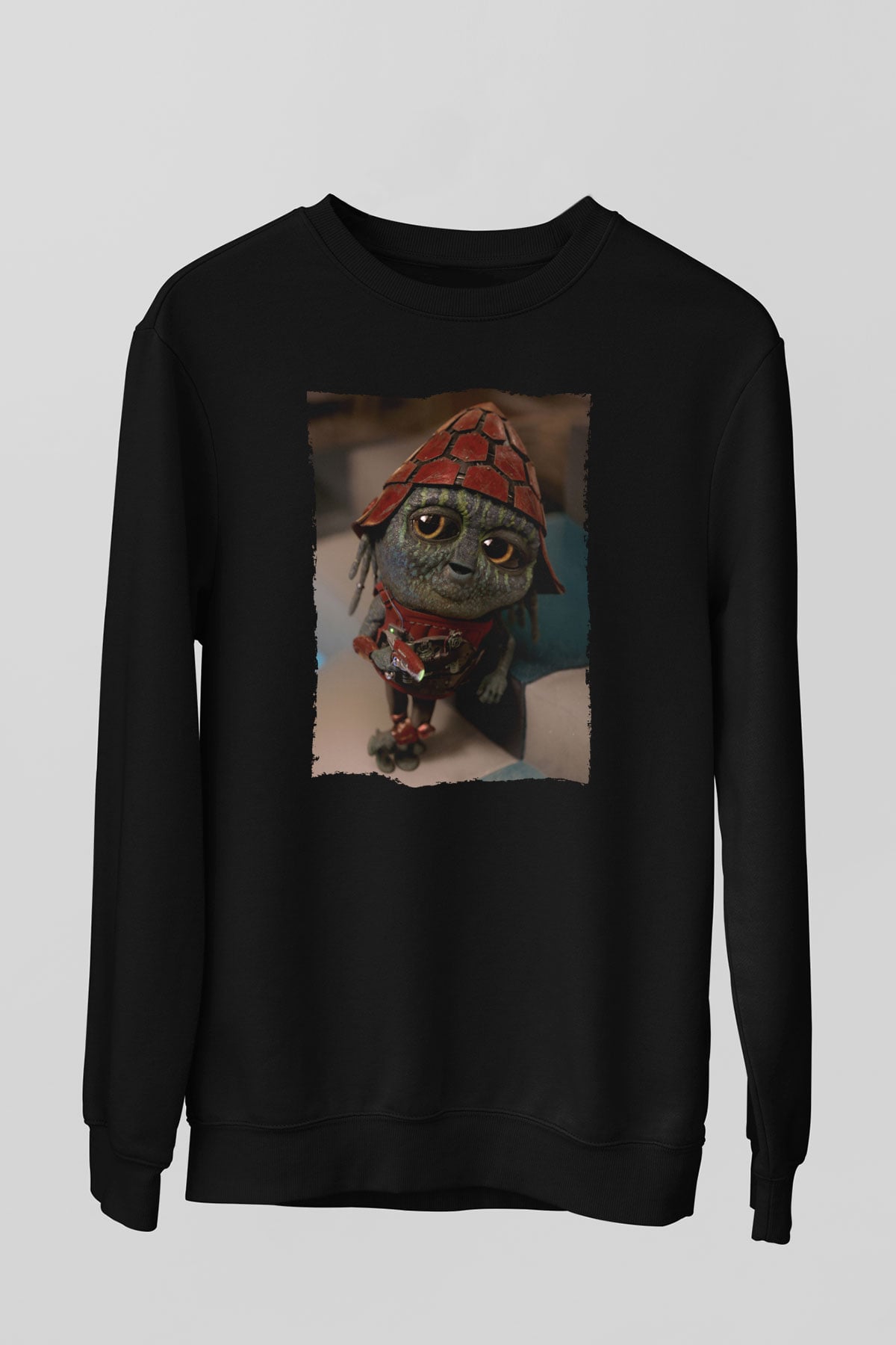 Unisex Pawny Baskılı Siyah Sweatshirt