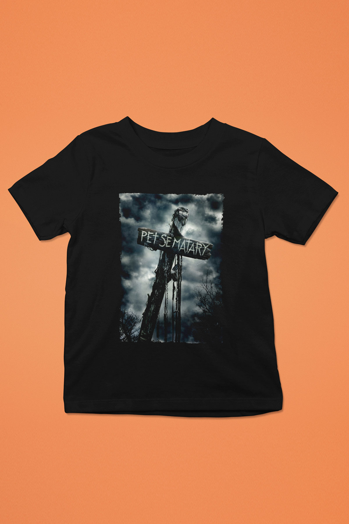 Unisex Pet Sematary Baskılı Siyah Çocuk Tişört