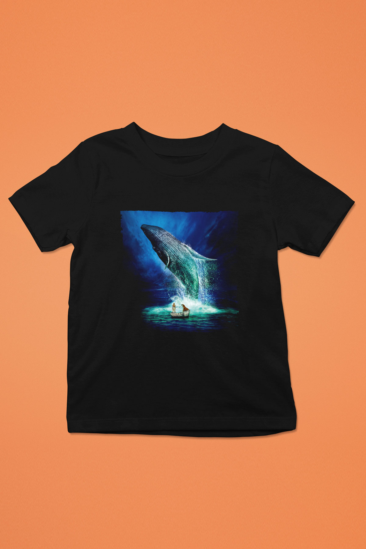 Unisex Pi'nin Yaşamı (Life of Pi) Baskılı Siyah Çocuk Tshirt
