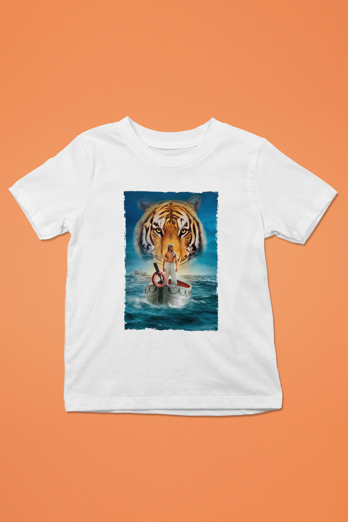 Unisex Pi'nin Yaşamı (Life of Pi) Baskılı Beyaz Çocuk Tshirt
