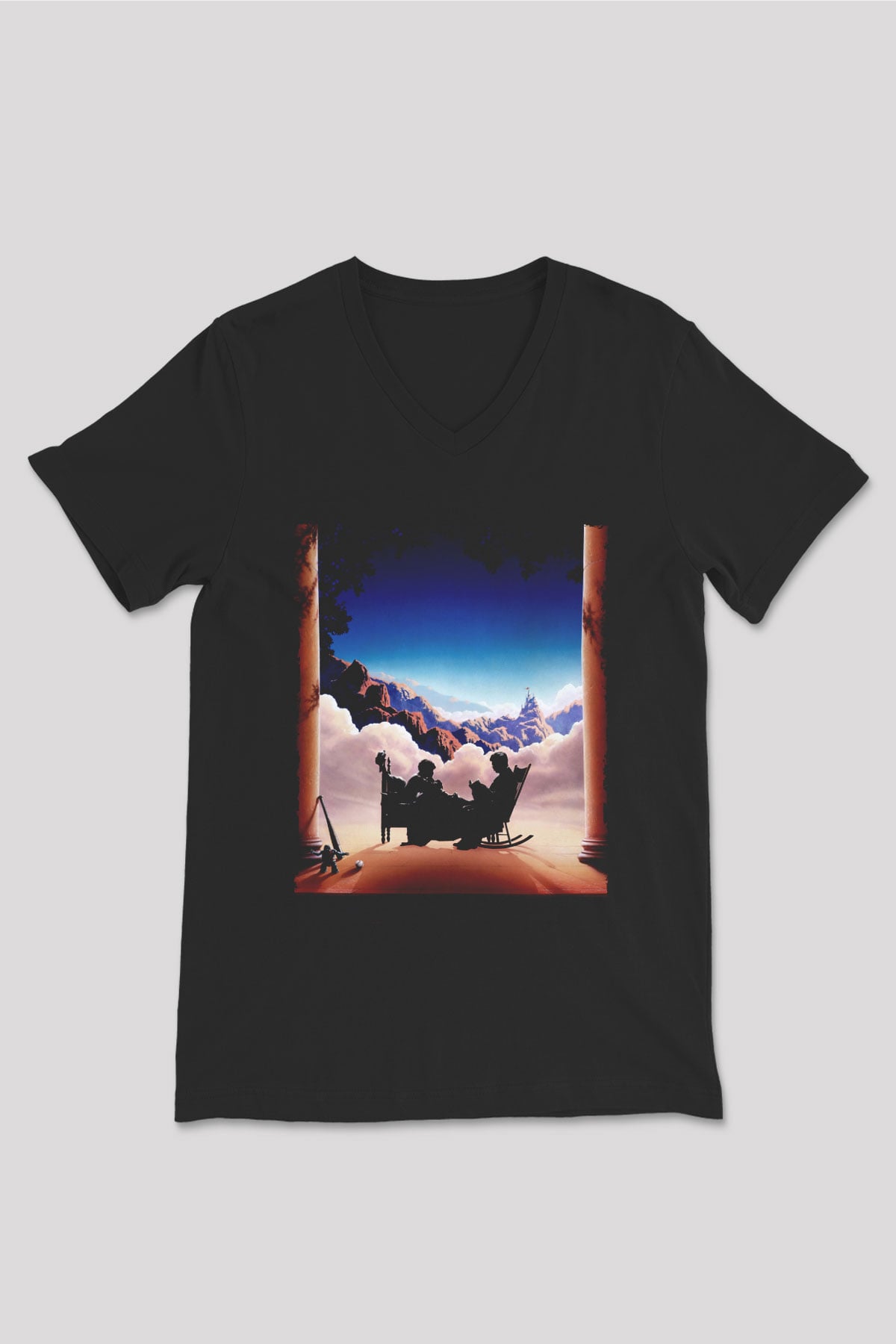 Unisex Prenses Gelin (The Princess Bride) Baskılı Siyah V Yaka T-shirt