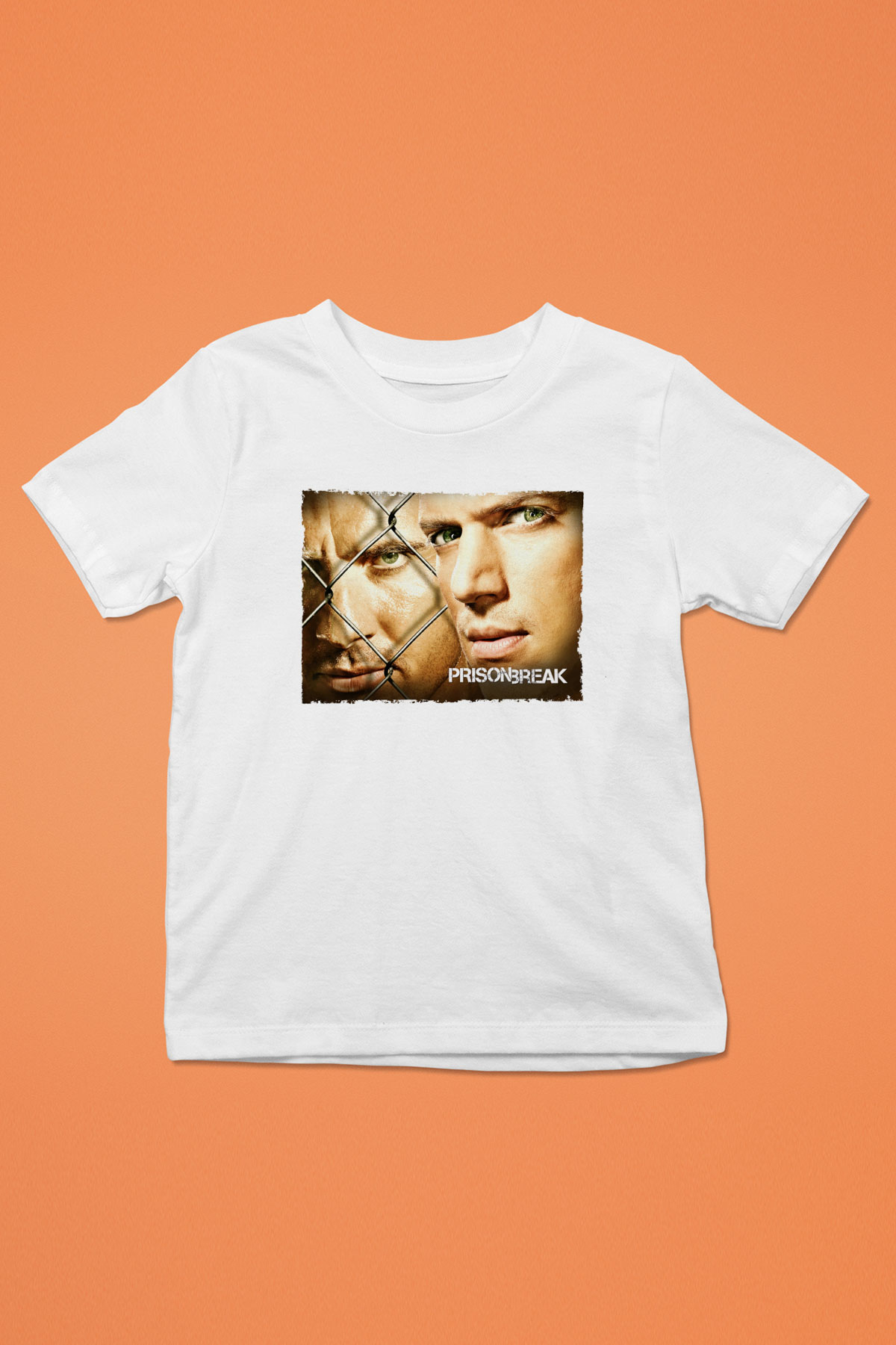 Unisex Prison Break Baskılı Beyaz Çocuk Tişört
