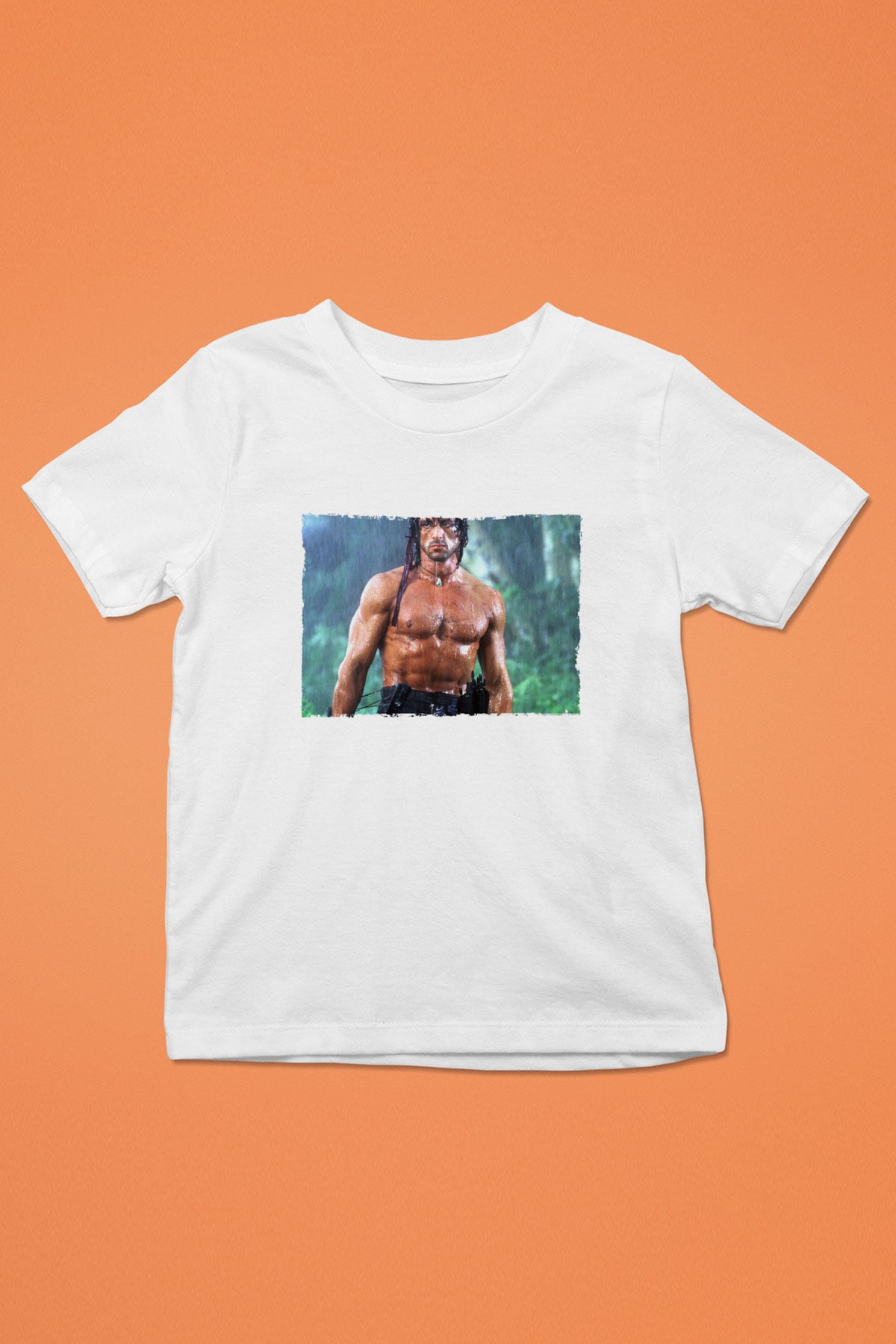 Unisex Rambo Baskılı Beyaz Çocuk Tshirt