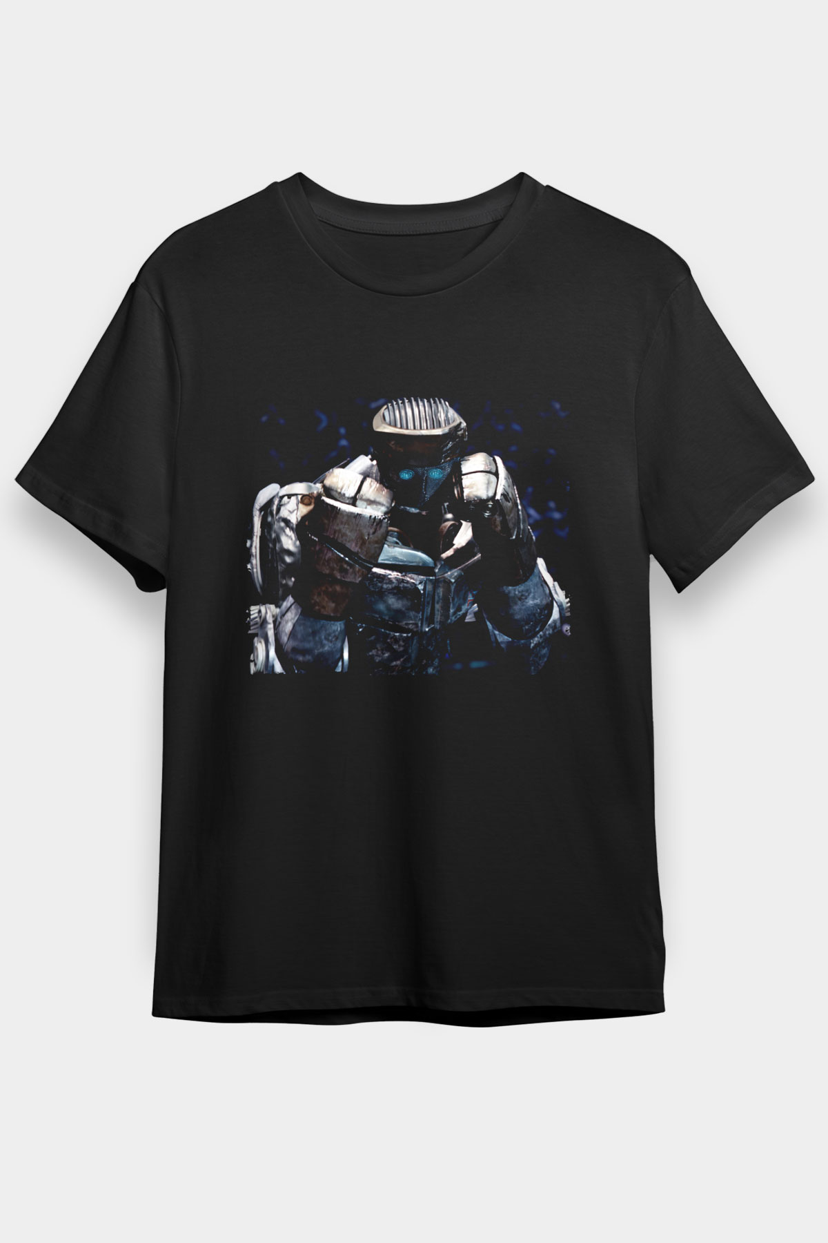 Unisex Real Steel Baskılı Siyah Tişört