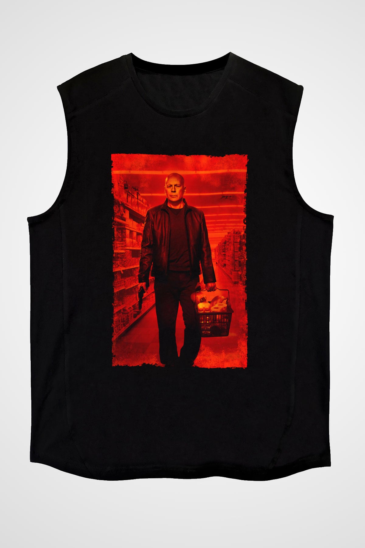 Unisex RED 2 Baskılı Siyah Kolsuz Tshirt