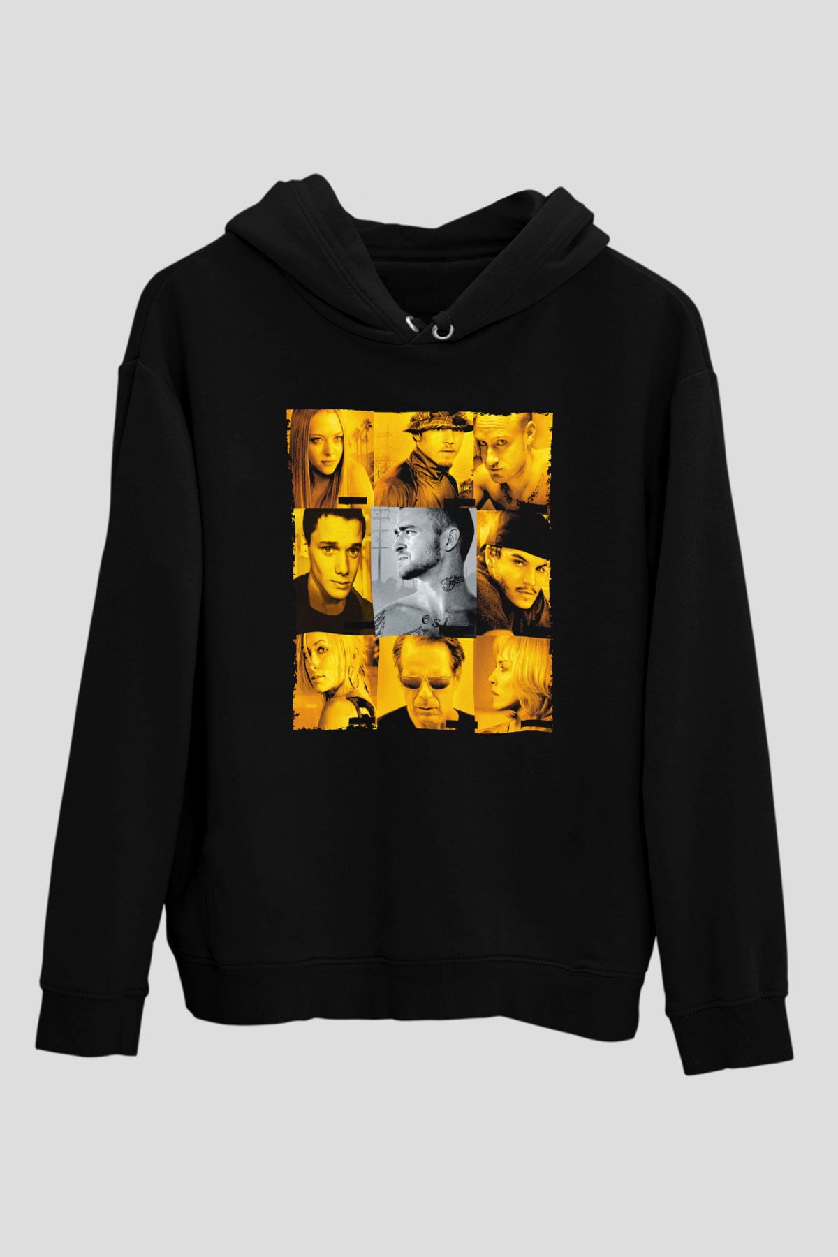 Unisex Rehine (Alpha Dog) Baskılı Siyah Kapüşonlu Sweatshirt