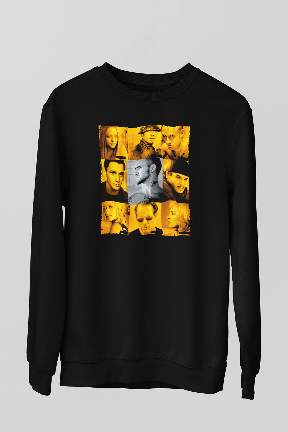 Unisex Rehine (Alpha Dog) Baskılı Siyah Sweatshirt