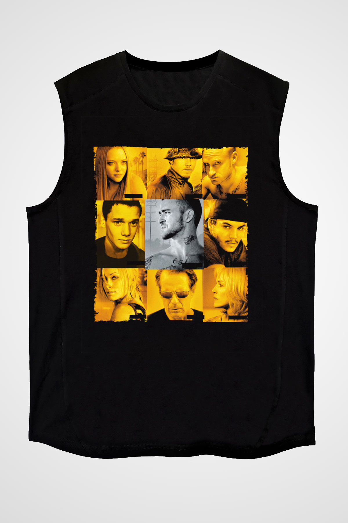 Unisex Rehine (Alpha Dog) Baskılı Siyah Kolsuz T-shirt