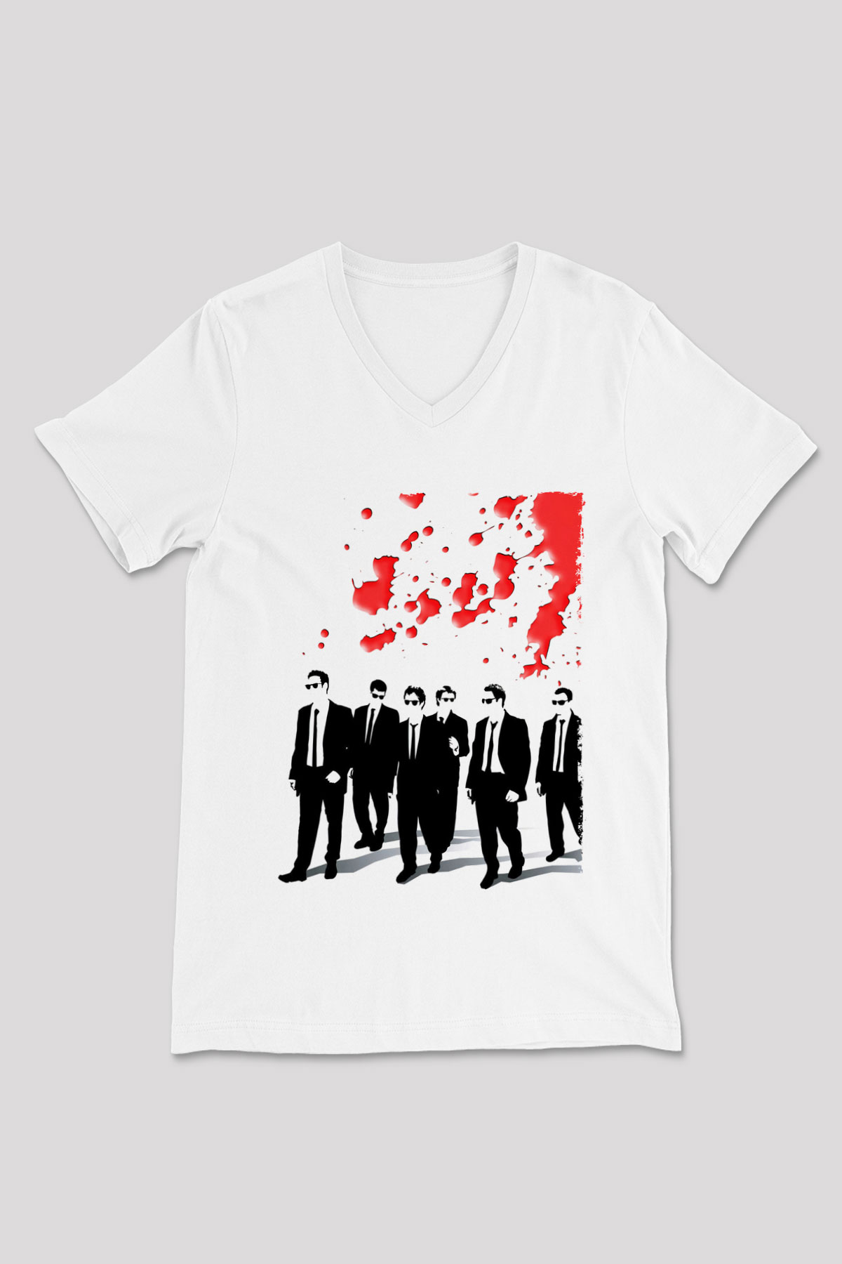 Unisex Rezervuar Köpekleri (Reservoir Dogs) Baskılı Beyaz V Yaka Tişört