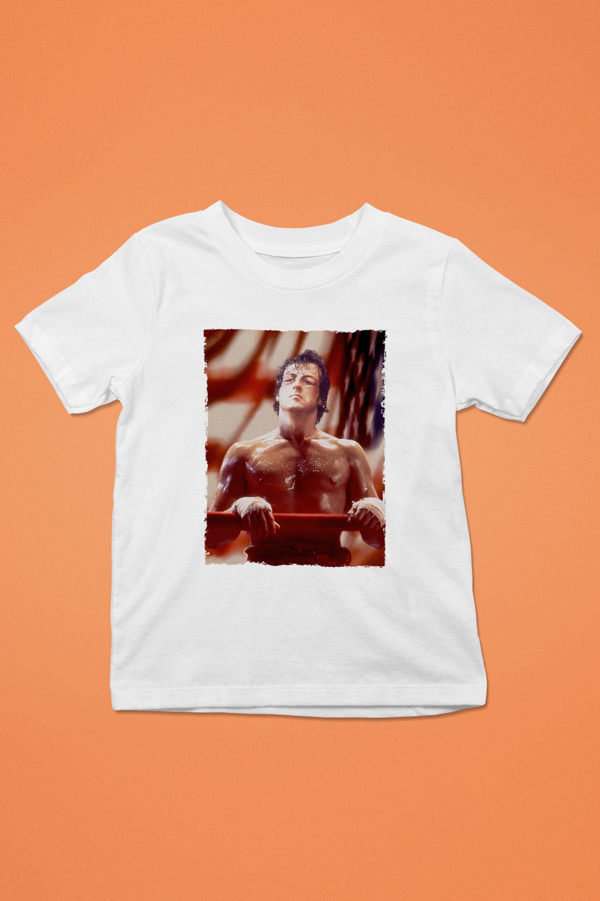Unisex Rocky Baskılı Beyaz Çocuk Tişört