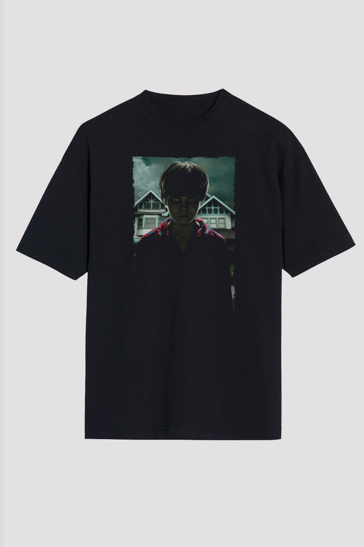 Unisex Ruhlar Bölgesi (Insidious) Baskılı Siyah Oversize Tişört