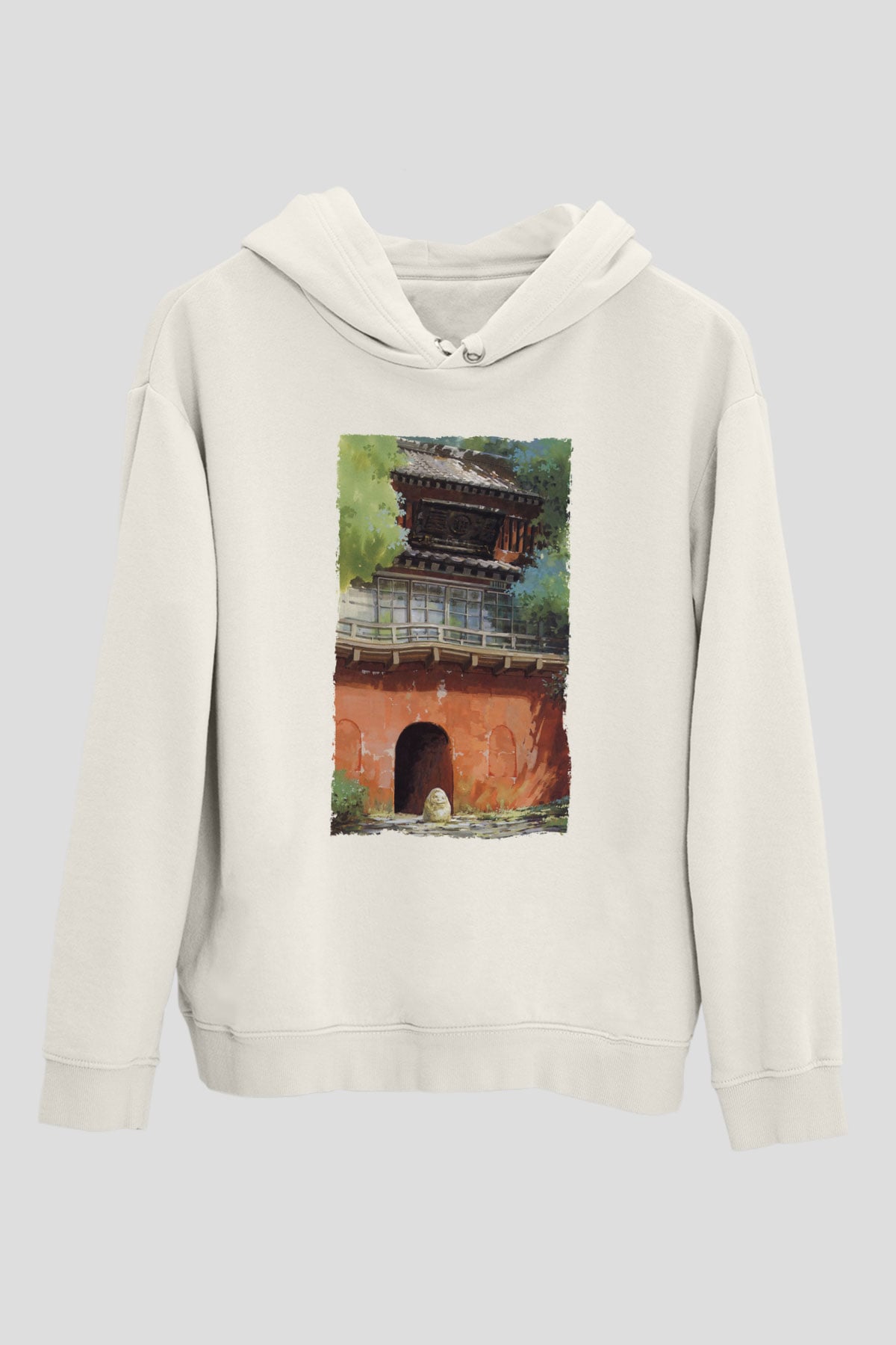 Unisex Ruhların Kaçışı (Spirited Away) Baskılı Beyaz Kapüşonlu Sweatshirt