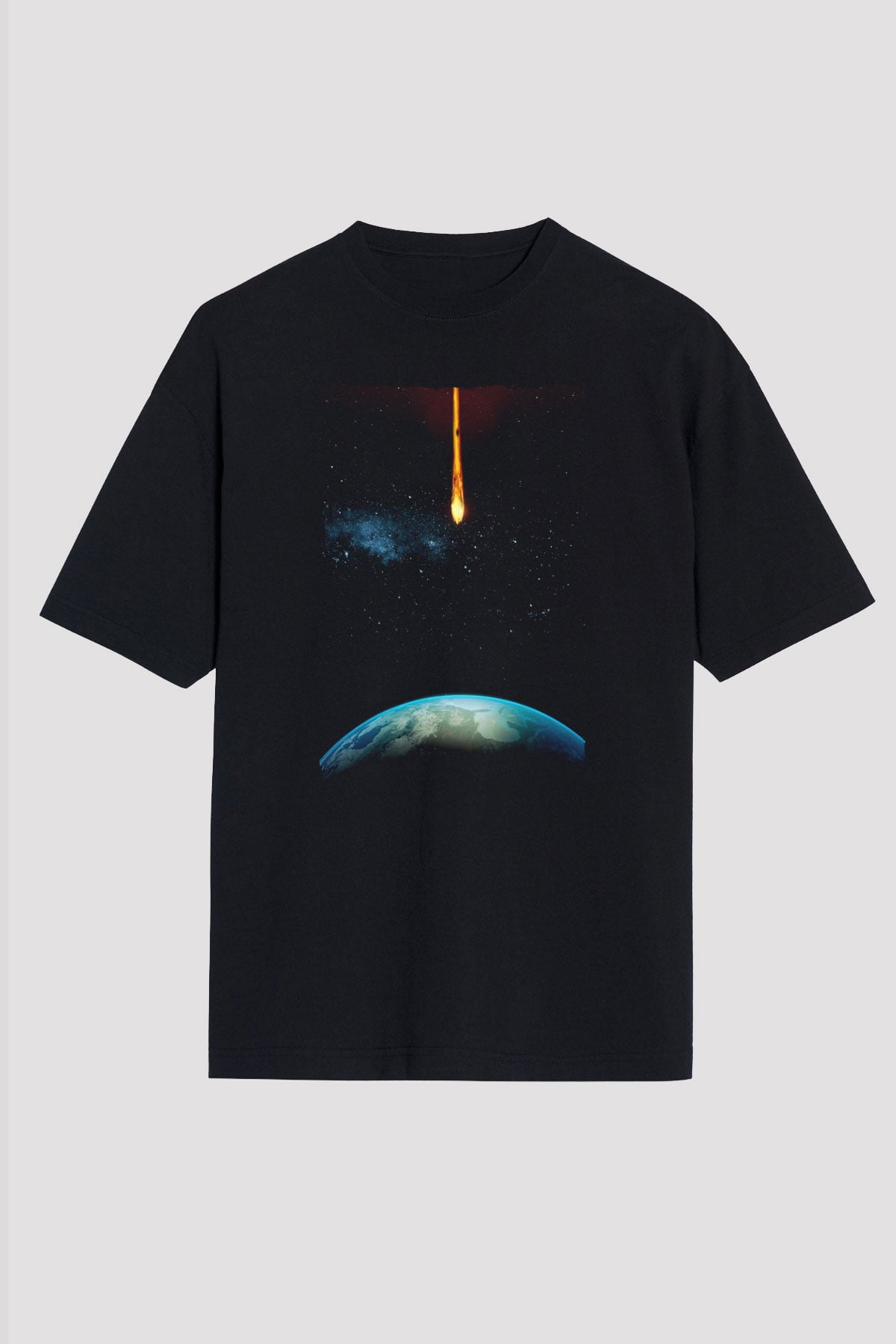 Unisex Salvation Baskılı Siyah Oversize T-shirt
