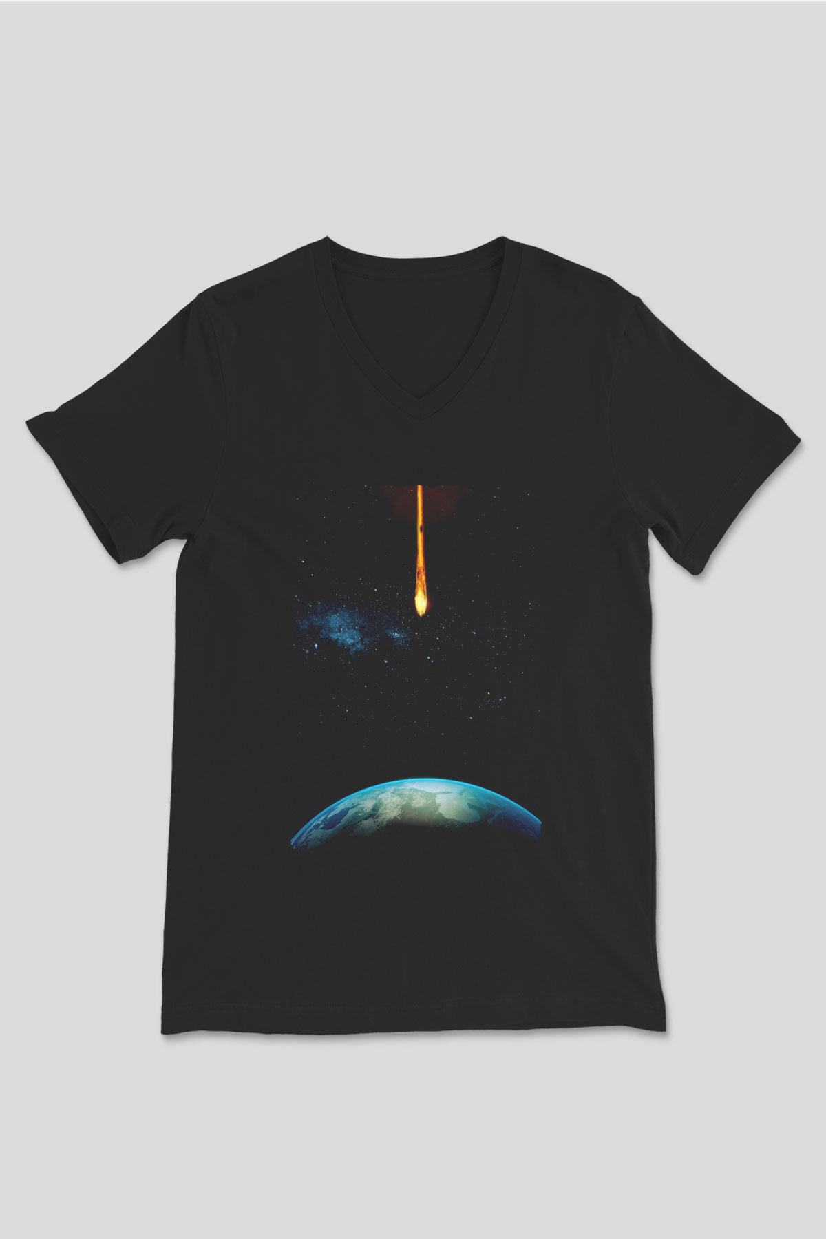 Unisex Salvation Baskılı Siyah V Yaka T-shirt