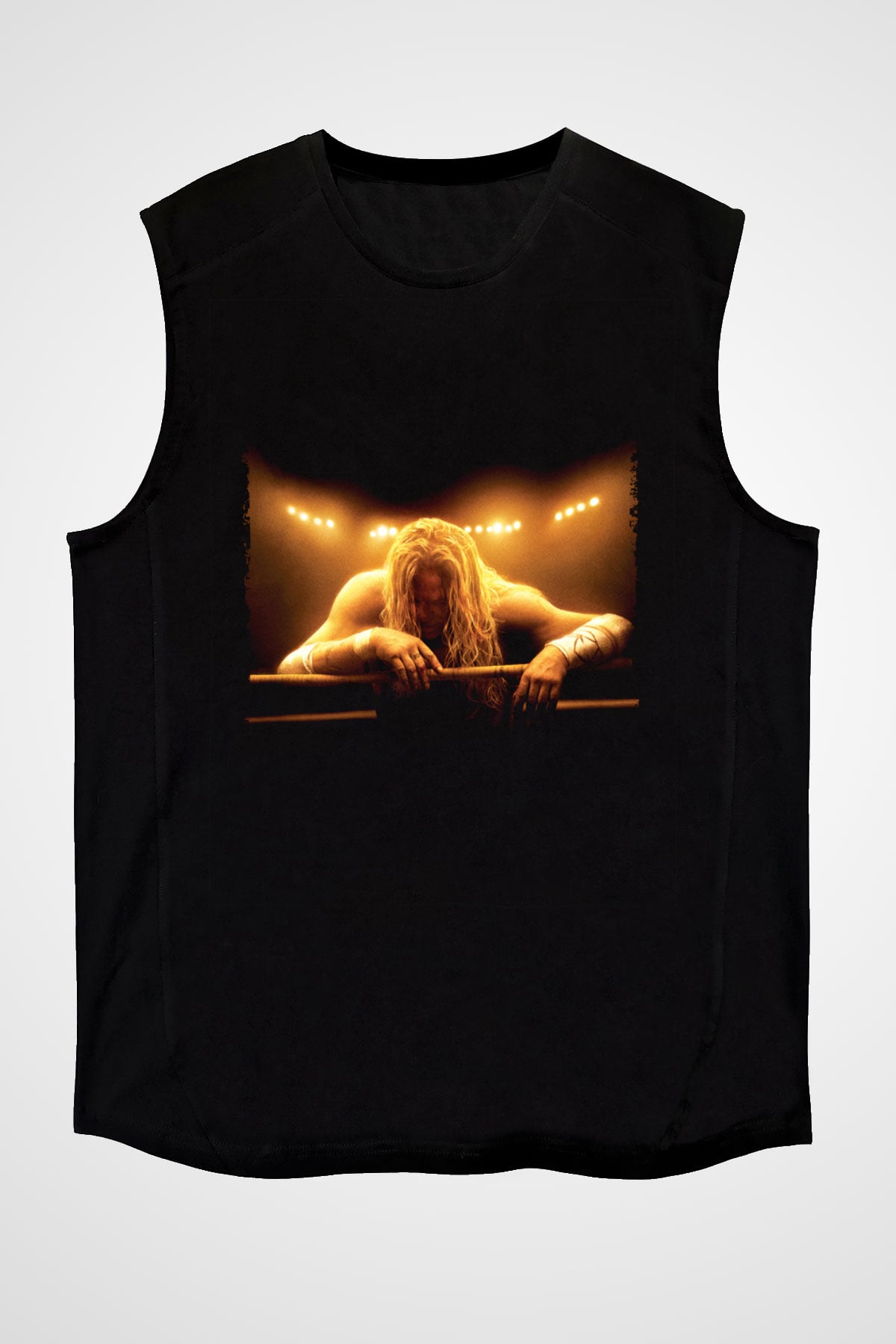 Unisex Şampiyon (The Wrestler) Baskılı Siyah Kolsuz Tişört
