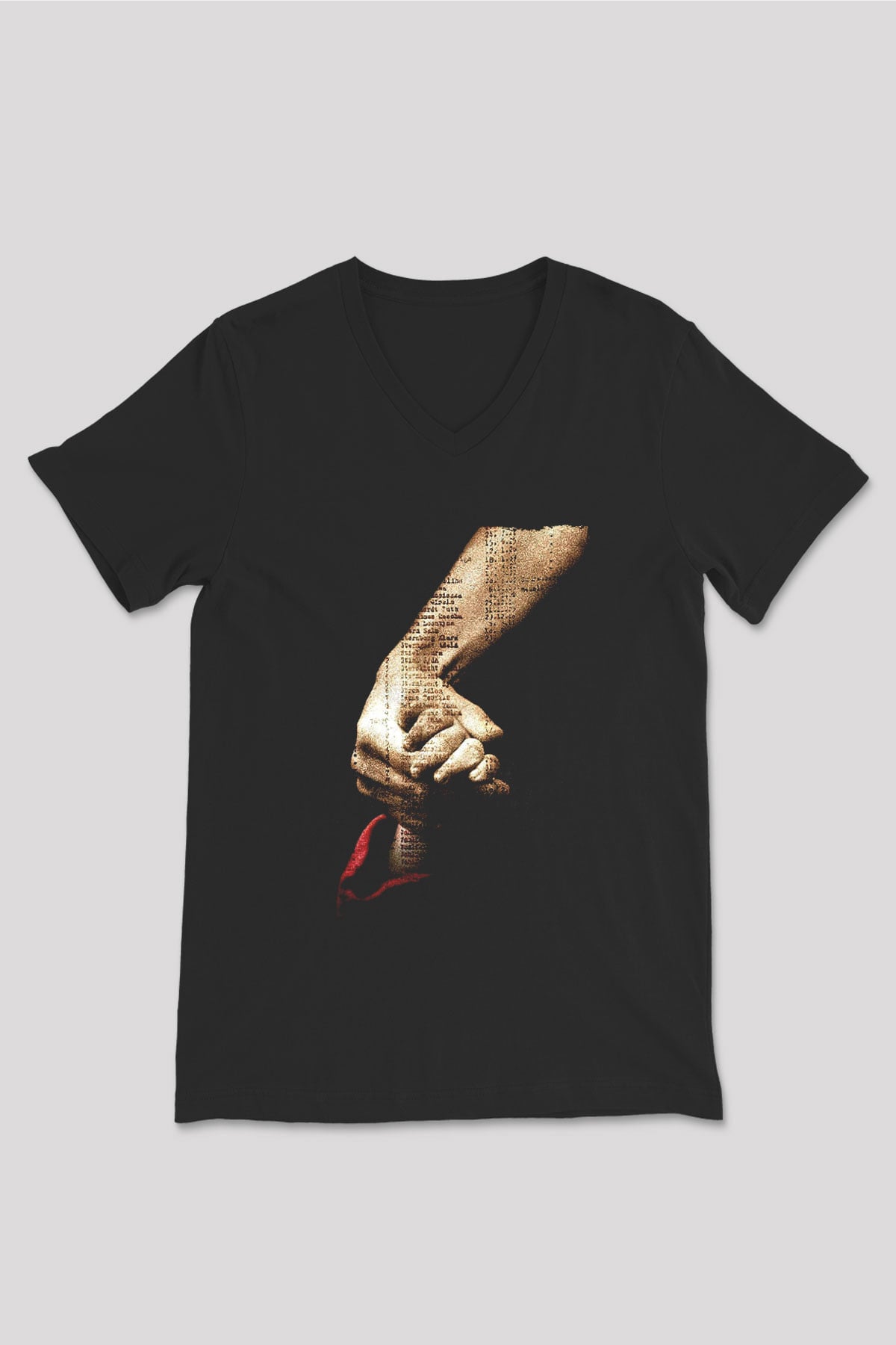 Unisex Schindler'in Listesi (Schindler's List) Baskılı Siyah V Yaka Tshirt