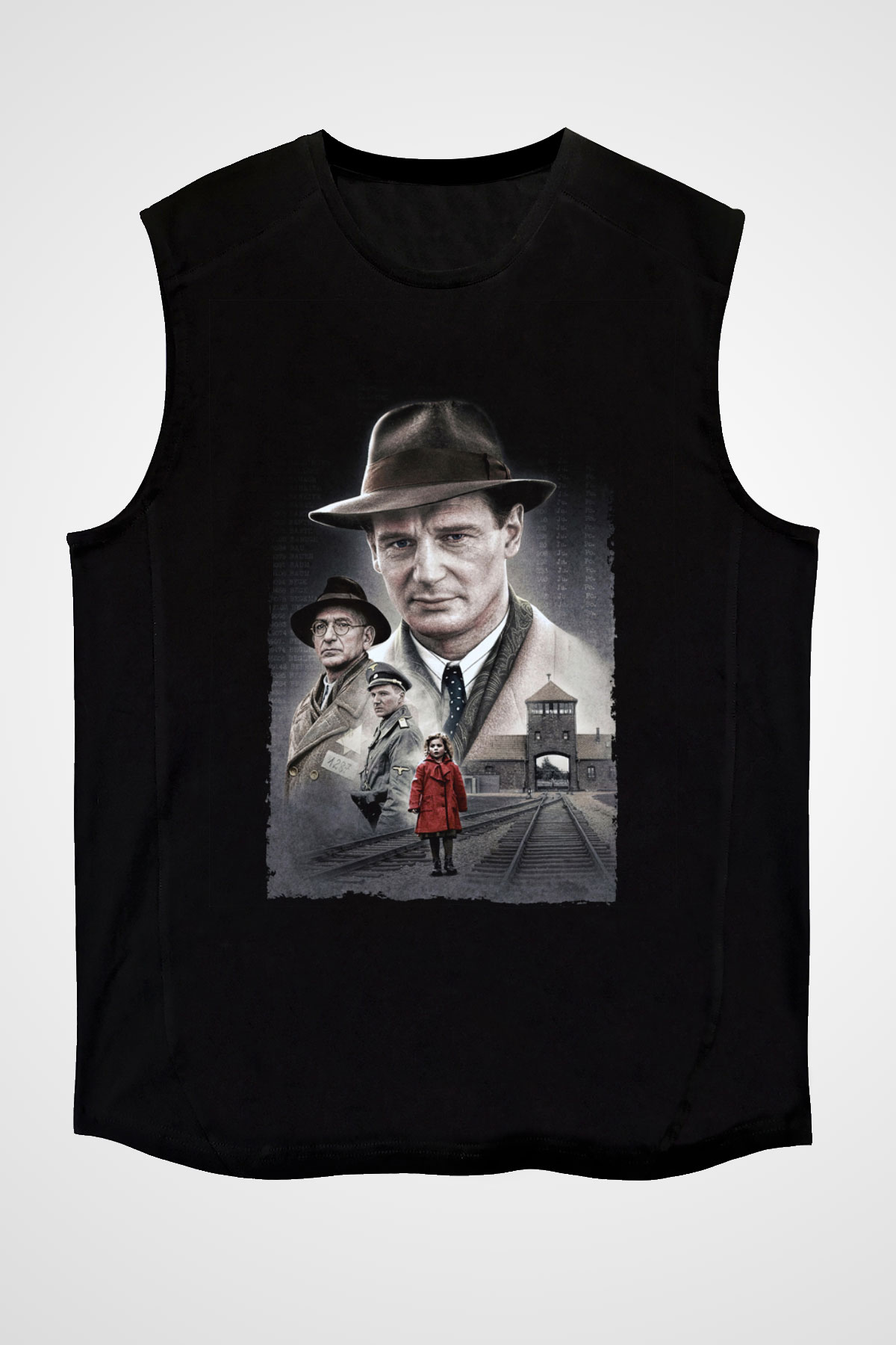 Unisex Schindler'in Listesi (Schindler's List) Baskılı Siyah Kolsuz T-shirt