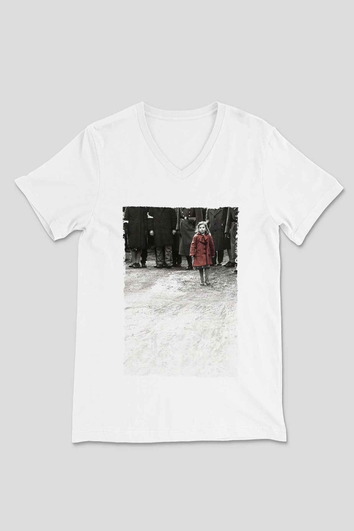 Unisex Schindler'in Listesi (Schindler's List) Baskılı Beyaz V Yaka Tişört