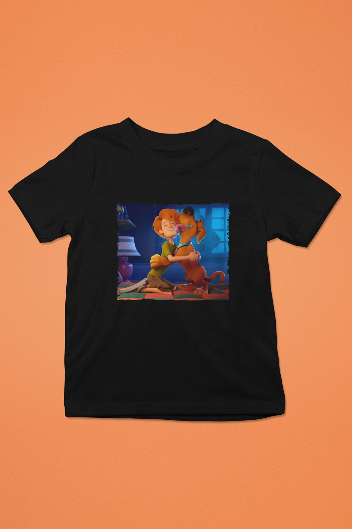 Unisex Scooby-Doo Baskılı Siyah Çocuk Tişört
