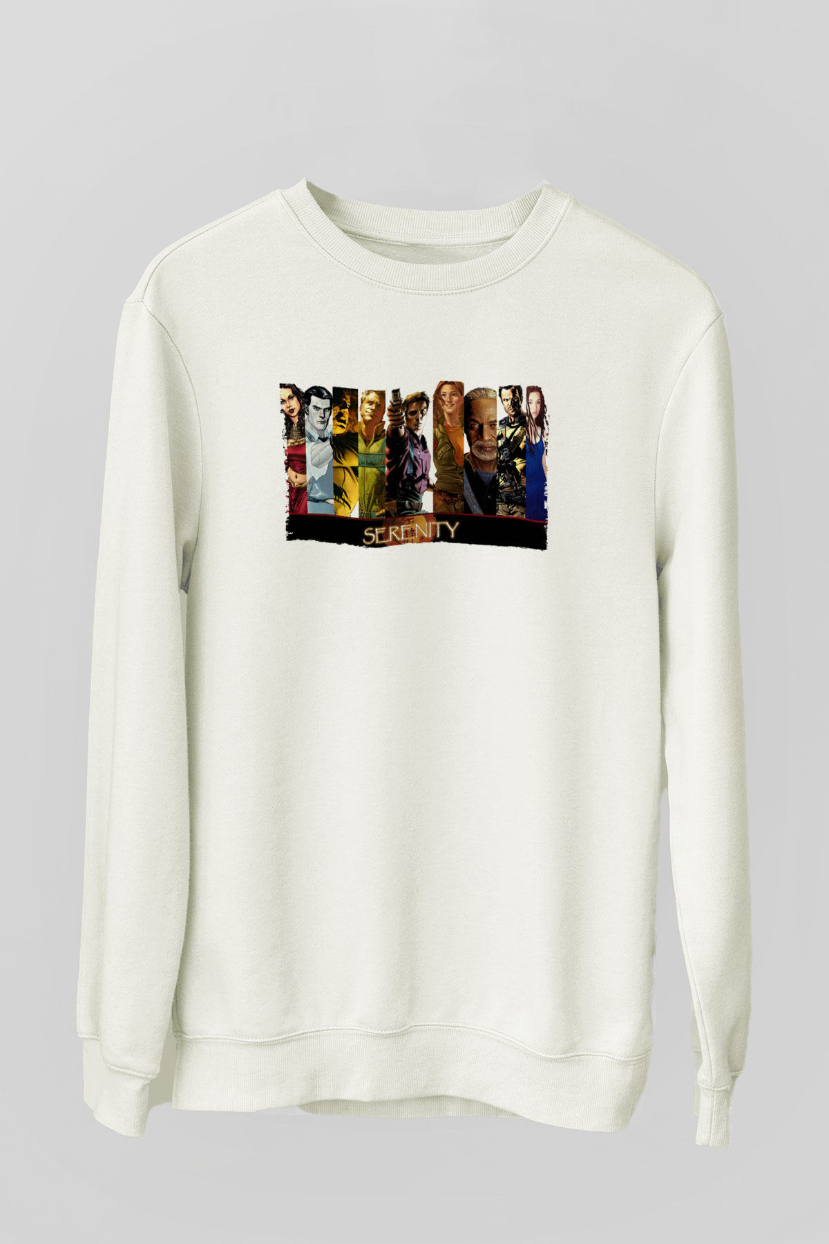 Unisex Serenity Baskılı Beyaz Sweatshirt
