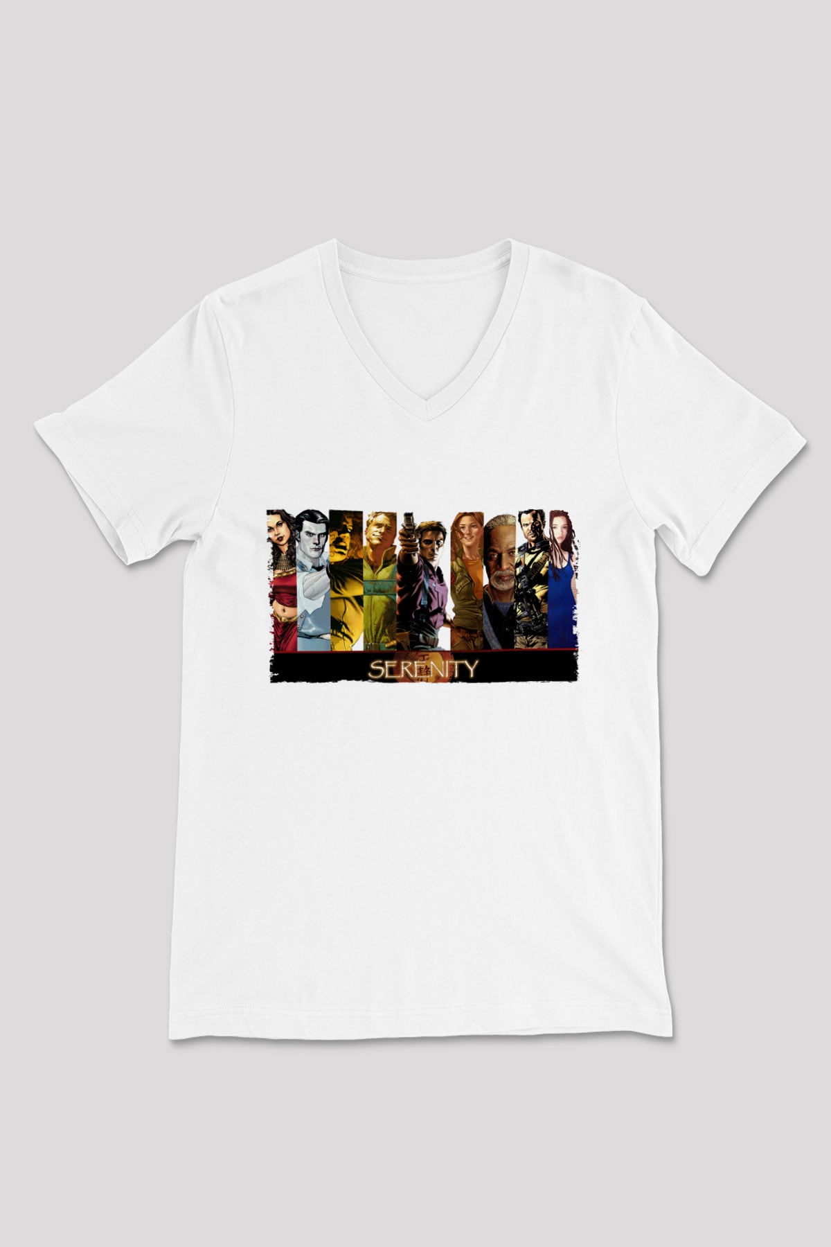 Unisex Serenity Baskılı Beyaz V Yaka Tshirt