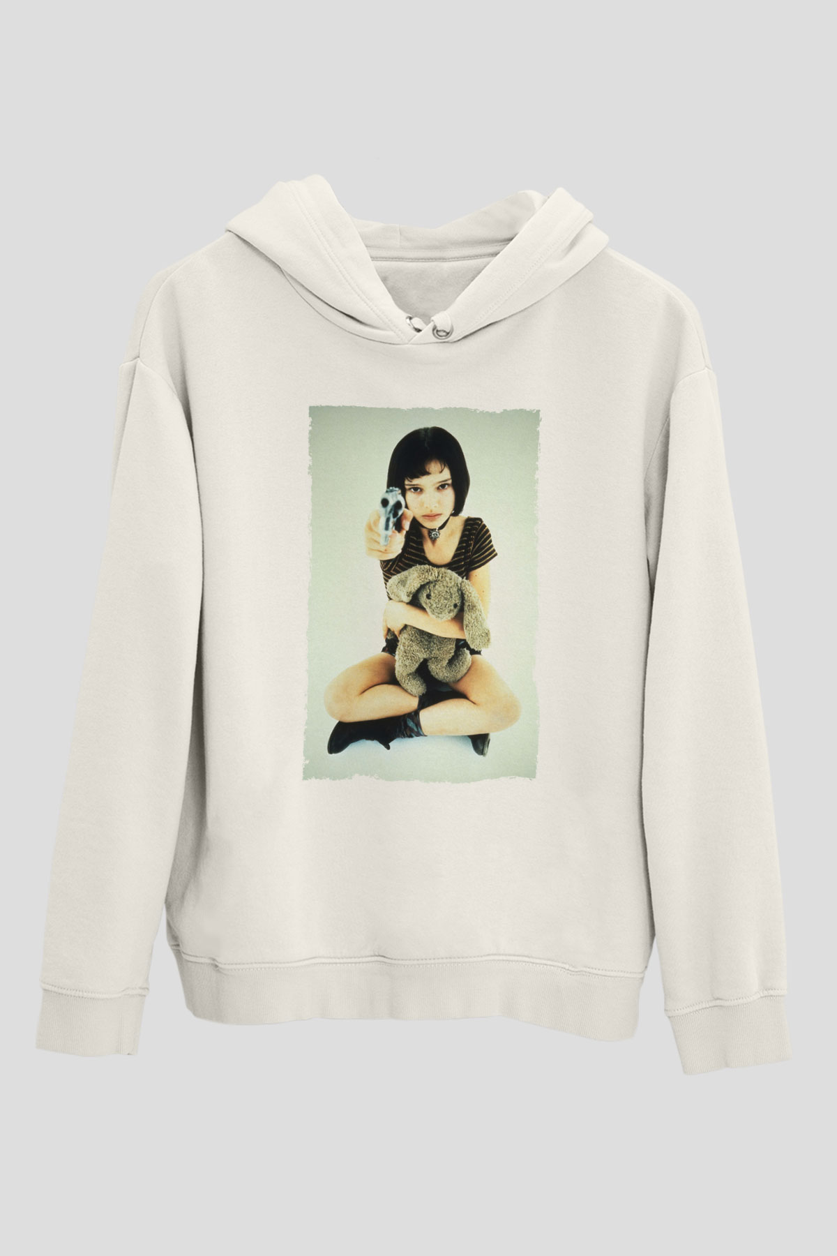 Unisex Sevginin Gücü (Leon The Professional) Baskılı Beyaz Kapüşonlu Sweatshirt