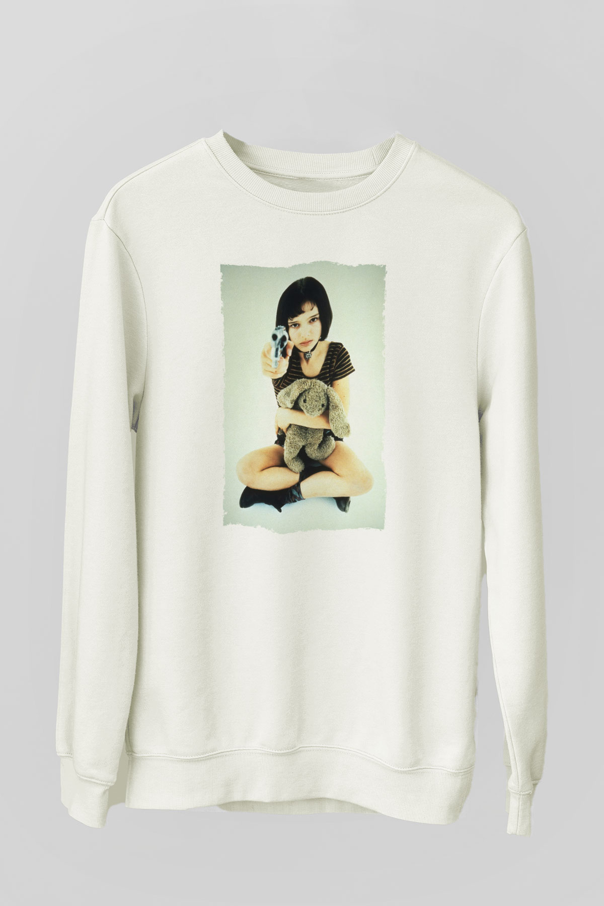 Unisex Sevginin Gücü (Leon The Professional) Baskılı Beyaz Sweatshirt