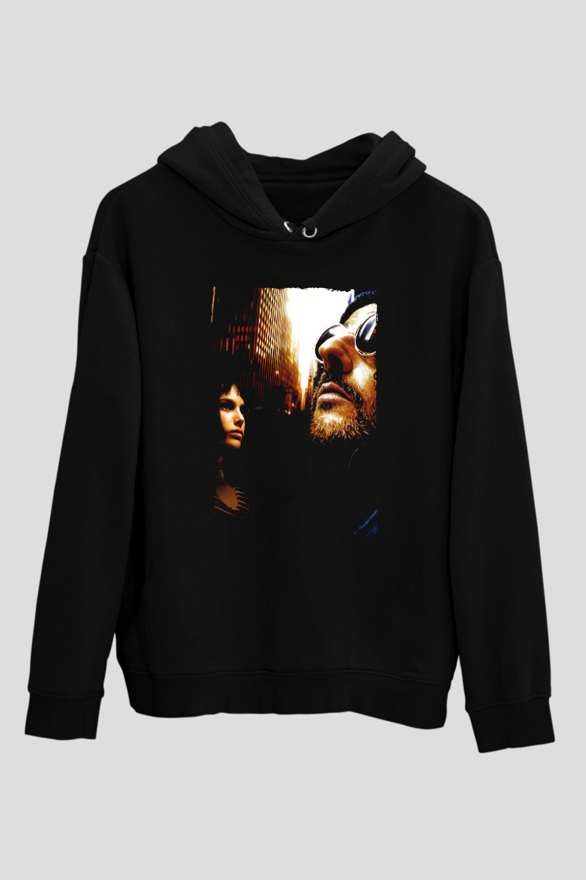 Unisex Sevginin Gücü (Léon) Baskılı Siyah Kapüşonlu Sweatshirt