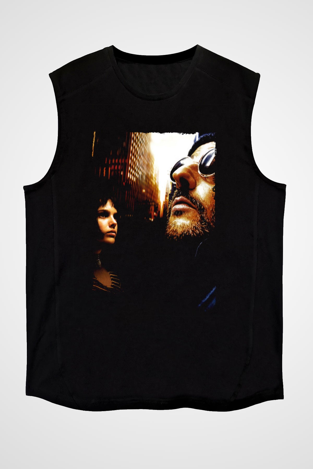 Unisex Sevginin Gücü (Léon) Baskılı Siyah Kolsuz Tshirt