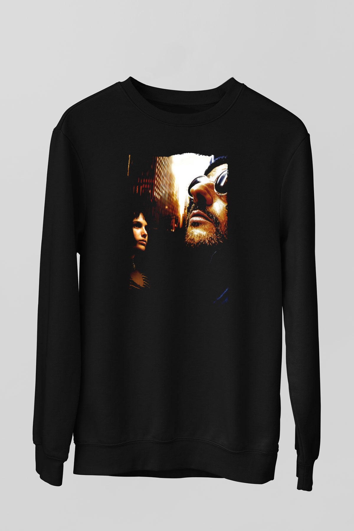 Unisex Sevginin Gücü (Léon) Baskılı Siyah Sweatshirt