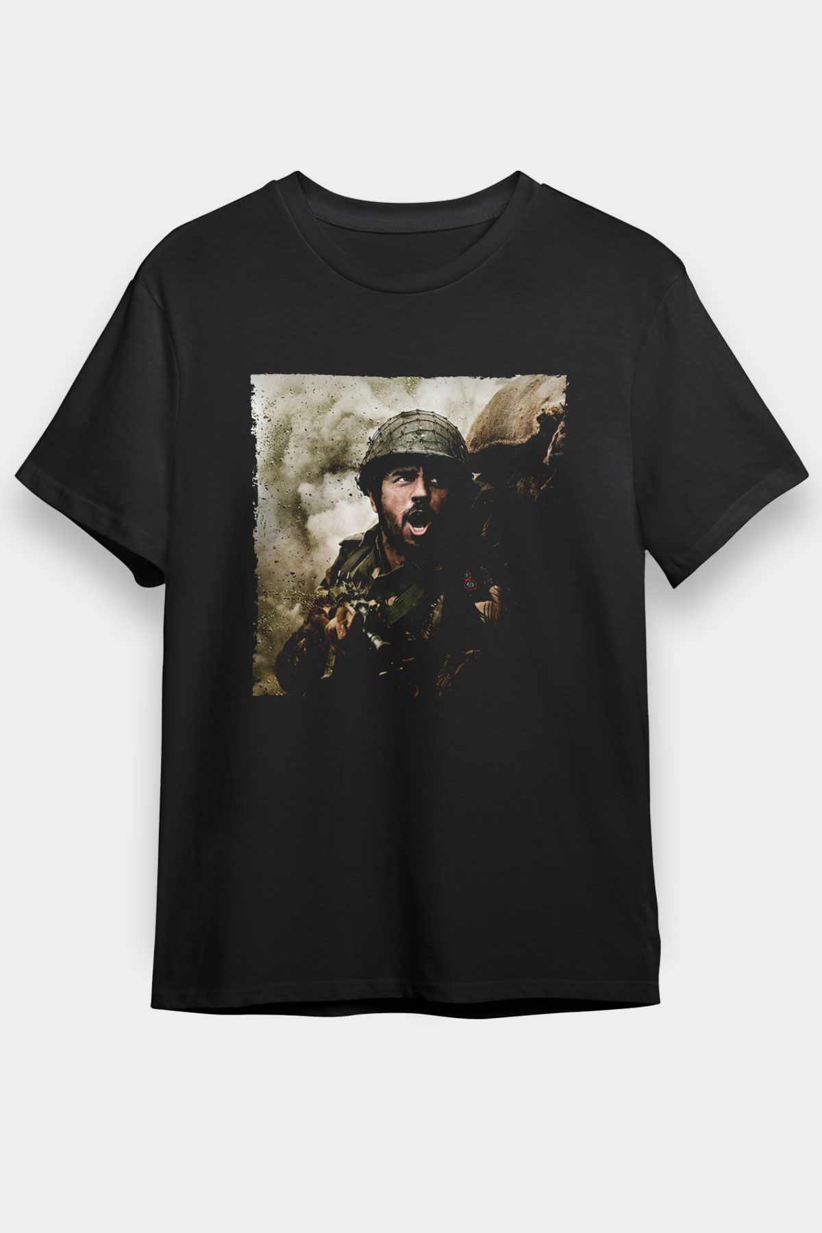Unisex Shershaah Baskılı Siyah Tişört