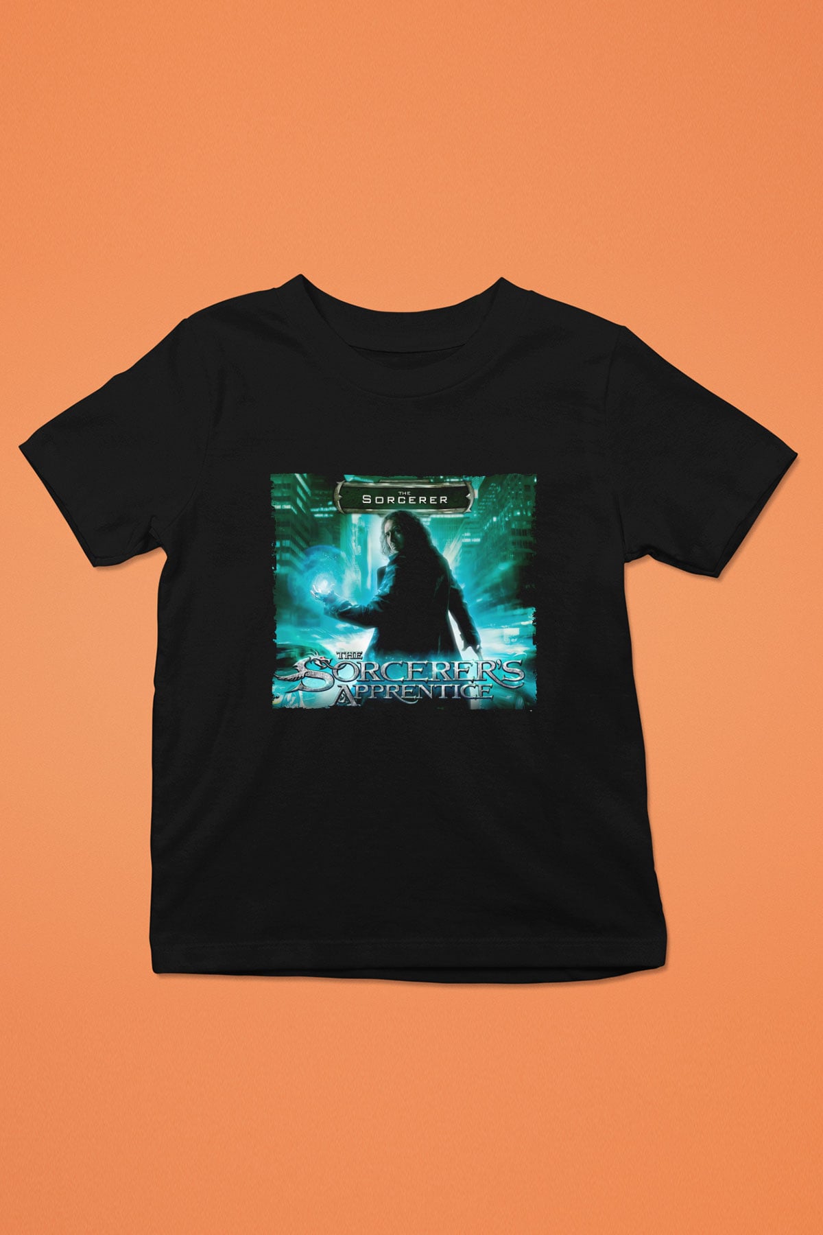 Unisex Sihirbazın Çırağı (The Sorcerer's Apprentice) Baskılı Siyah Çocuk Tshirt