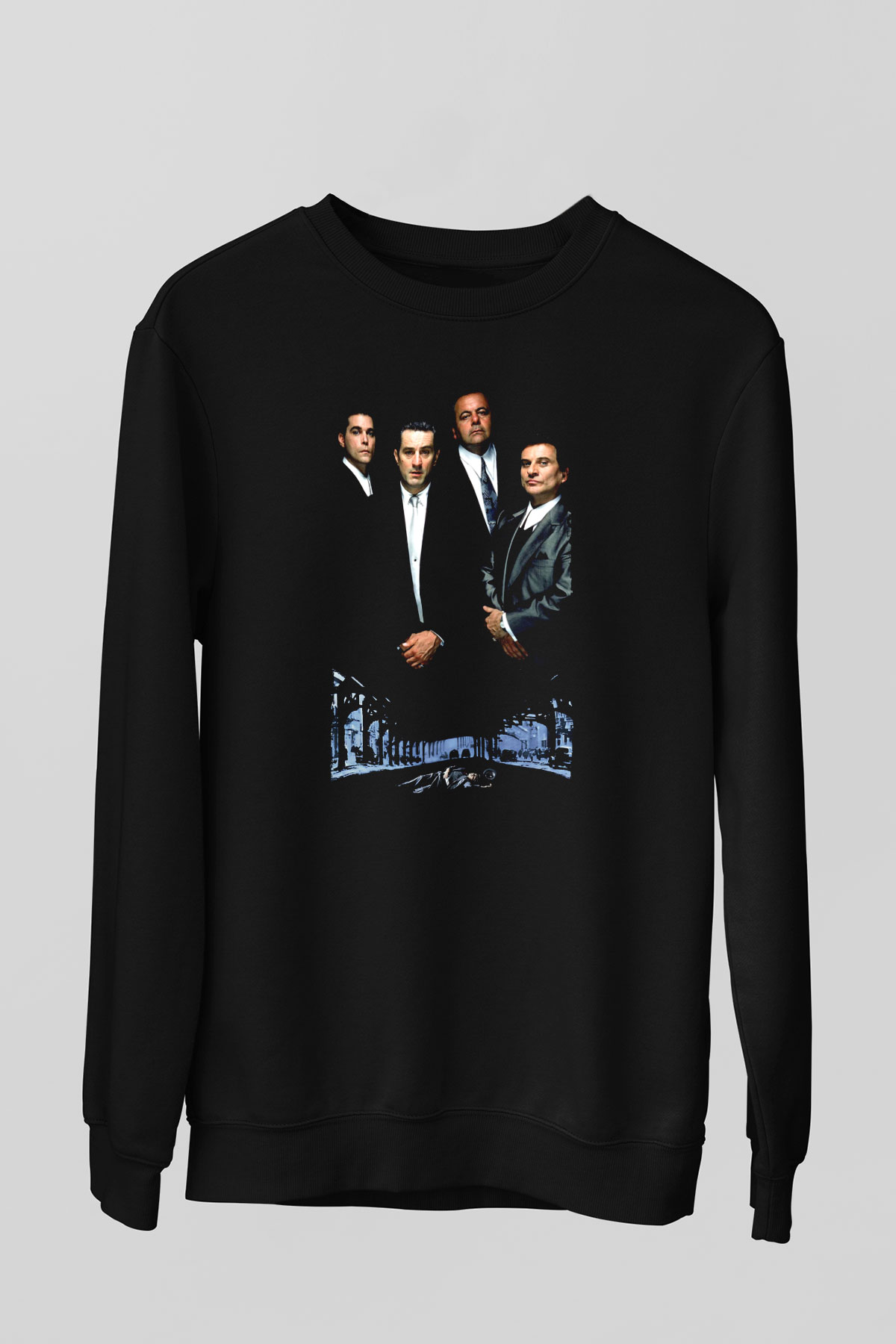 Unisex Sıkı Dostlar (Goodfellas) Baskılı Siyah Sweatshirt