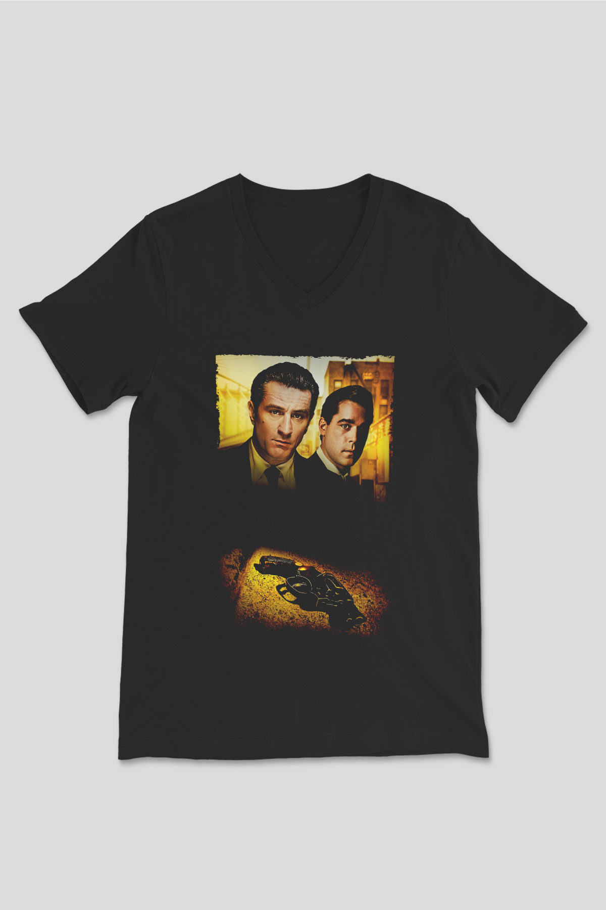 Unisex Sıkı Dostlar (Goodfellas) Baskılı Siyah V Yaka Tişört