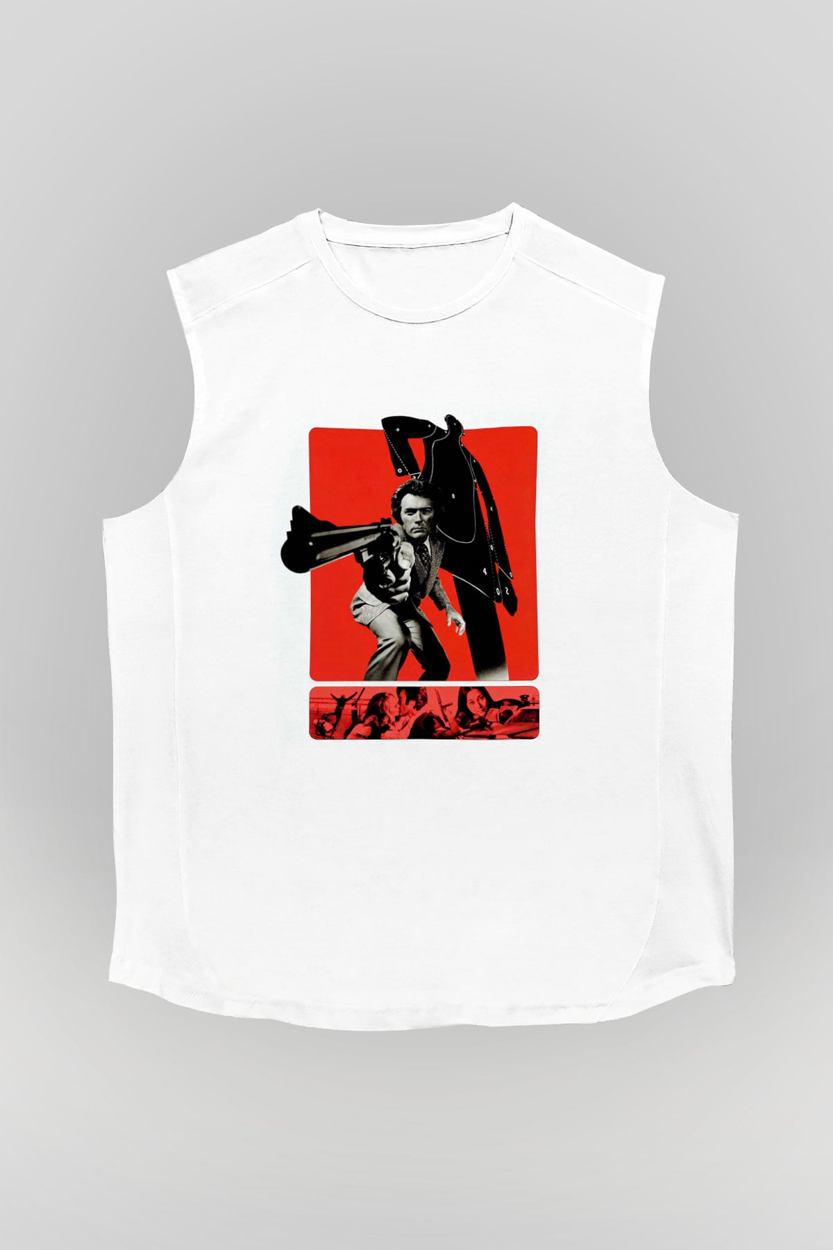 Unisex Silahın Gücü (Magnum Force) Baskılı Beyaz Kolsuz Tişört