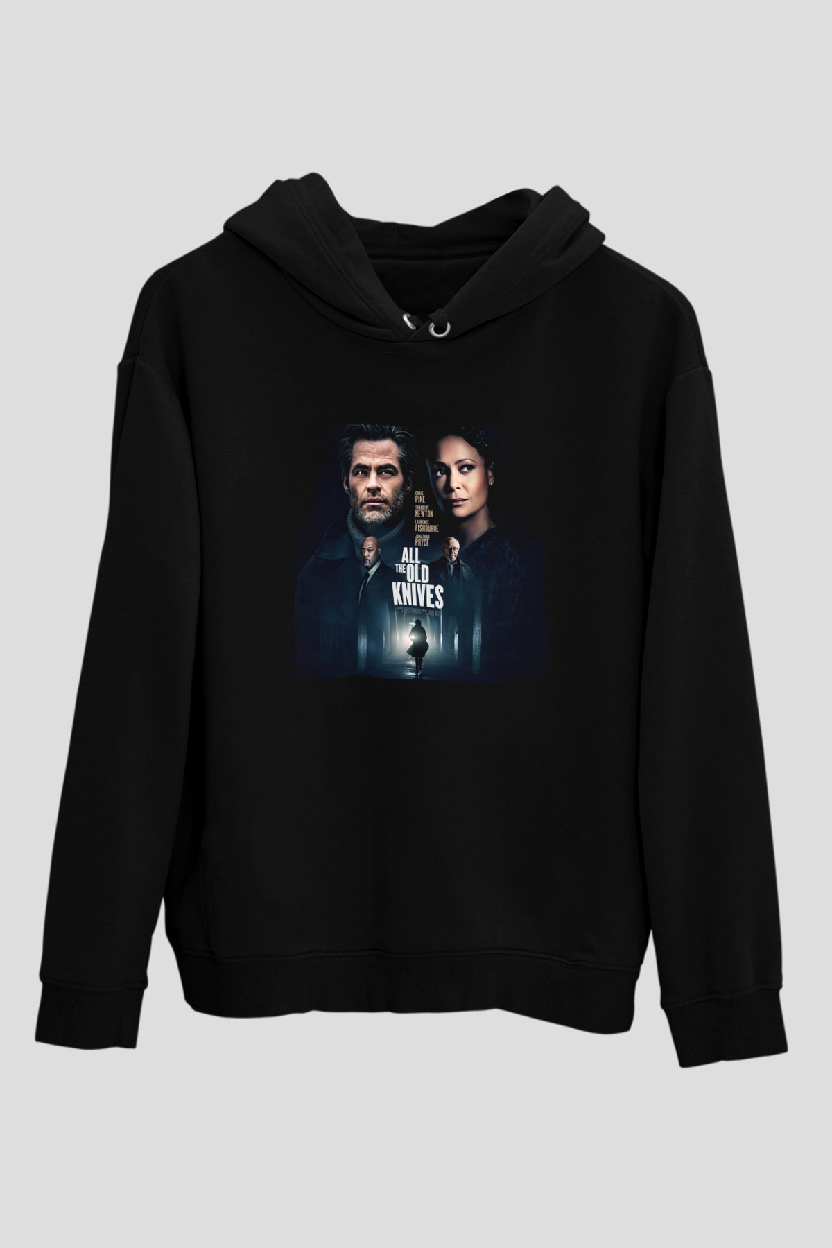 Unisex Sırtımdaki Bıçaklar (All the Old Knives) Baskılı Siyah Kapüşonlu Sweatshirt