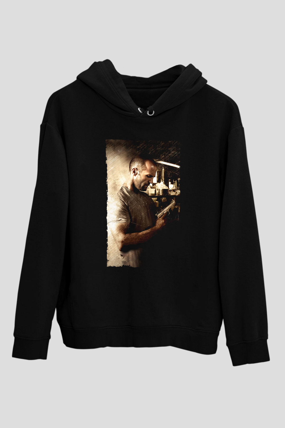 Unisex Sivil Cephe (Homefront) Baskılı Siyah Kapüşonlu Sweatshirt