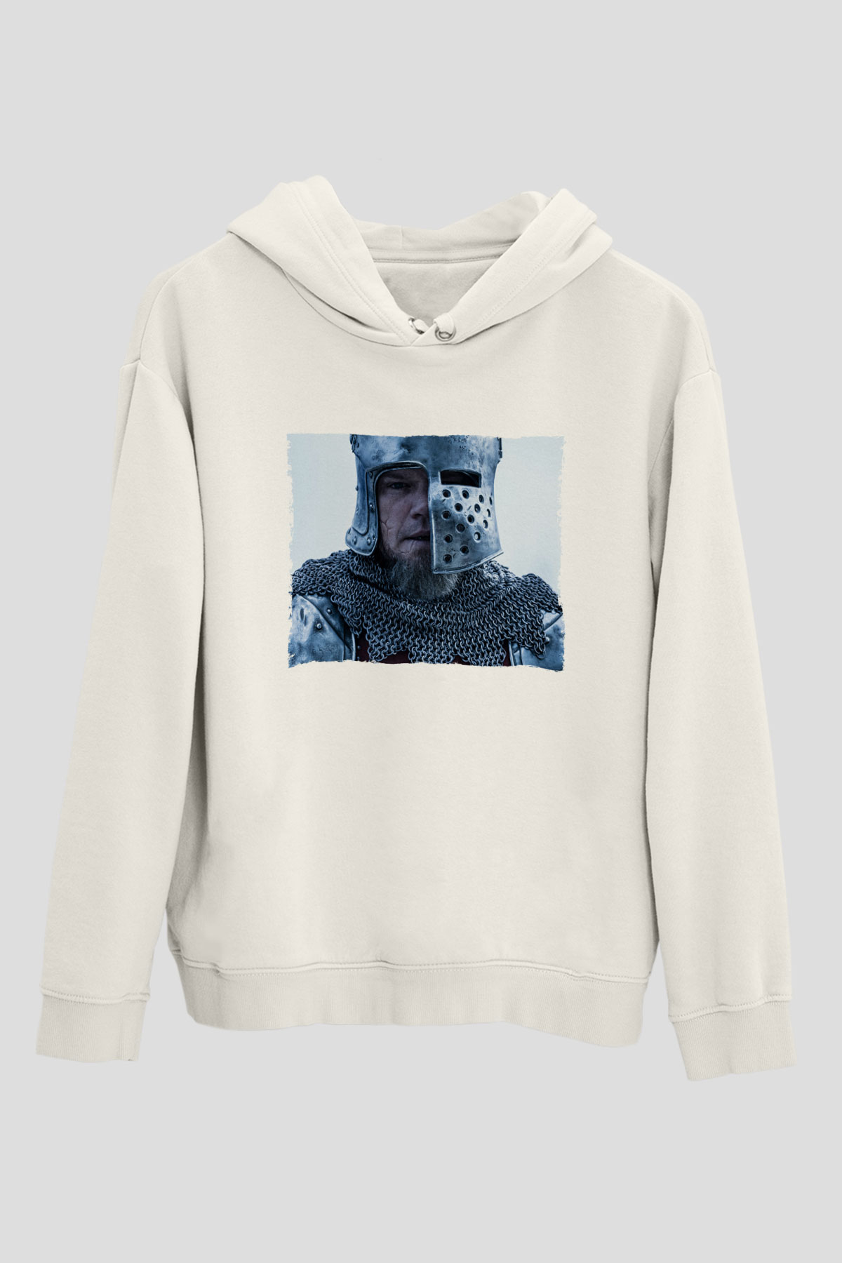 Unisex Son Düello (The Last Duel) Baskılı Beyaz Kapüşonlu Sweatshirt
