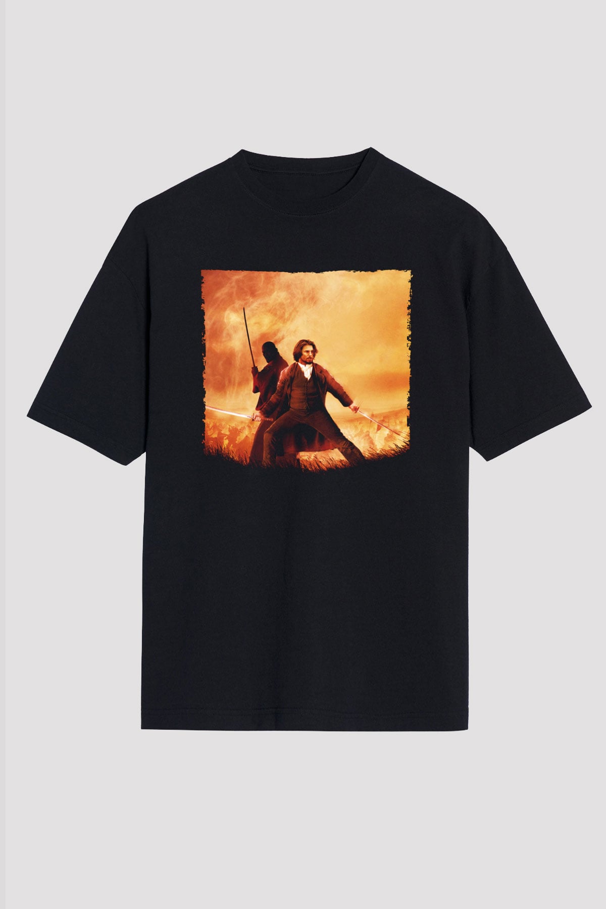 Unisex Son Samuray (The Last Samurai) Baskılı Siyah Oversize Tshirt