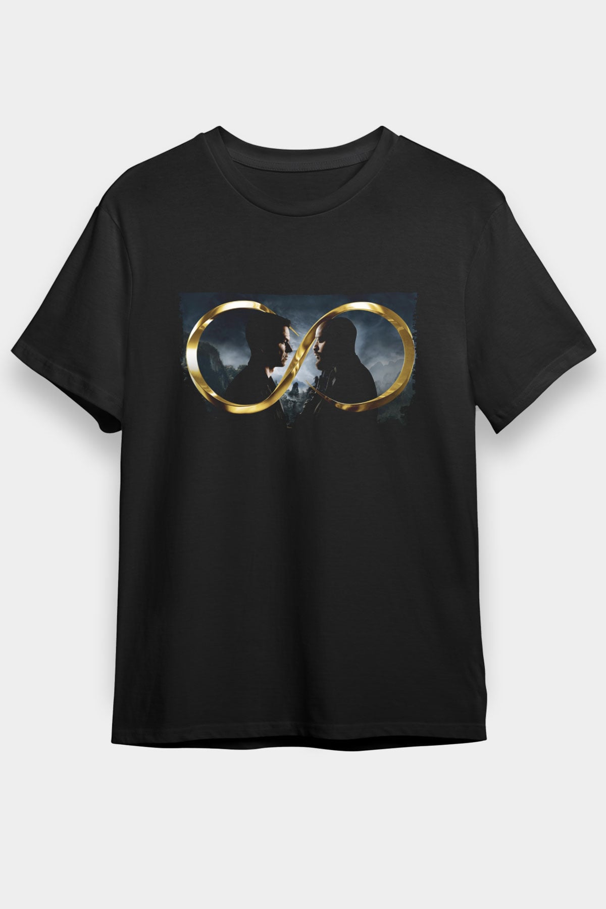 Unisex Sonsuz (Infinite) Baskılı Siyah Tişört