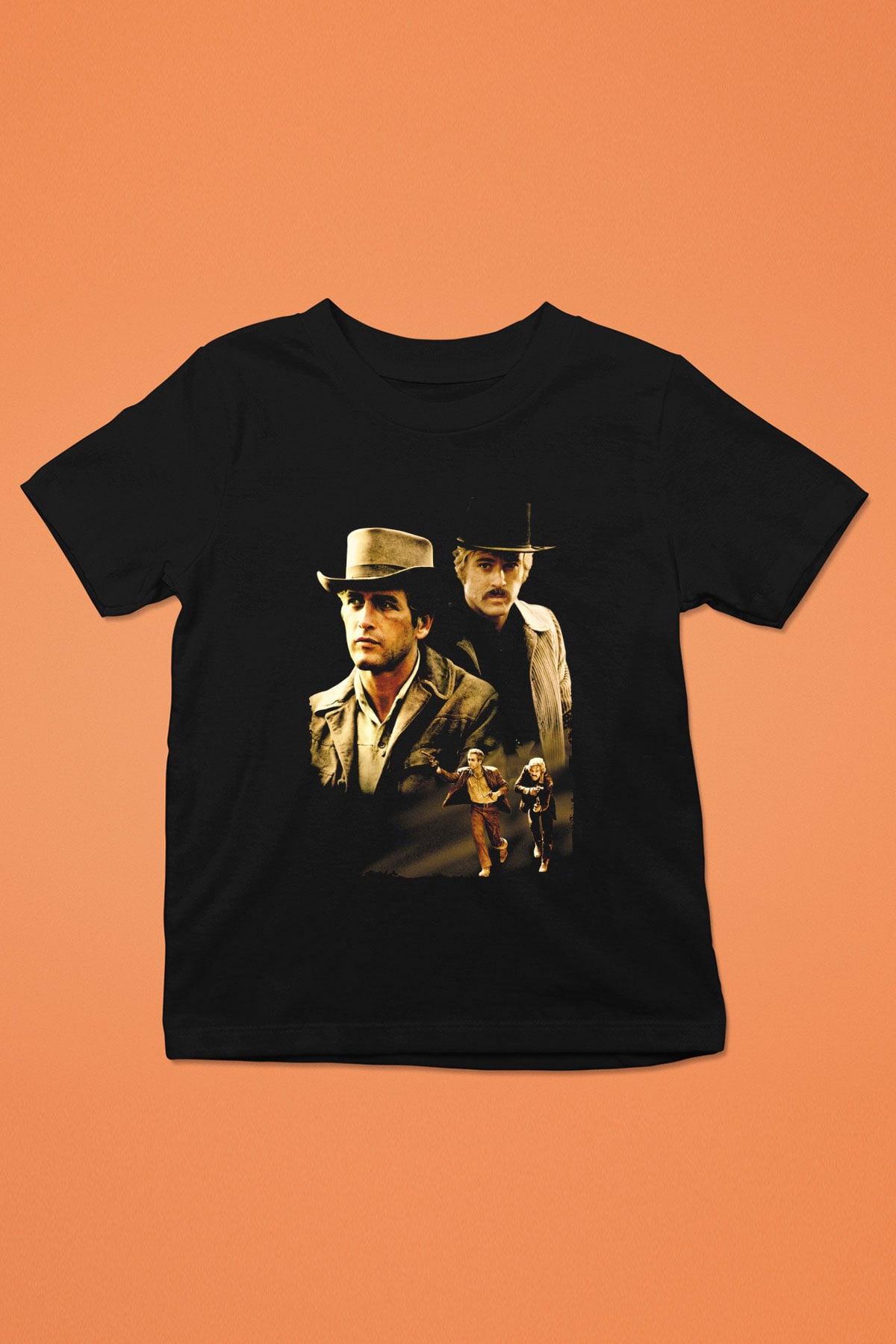 Unisex Sonsuz Ölüm (Butch Cassidy and the Sundance Kid) Baskılı Siyah Çocuk Tişört