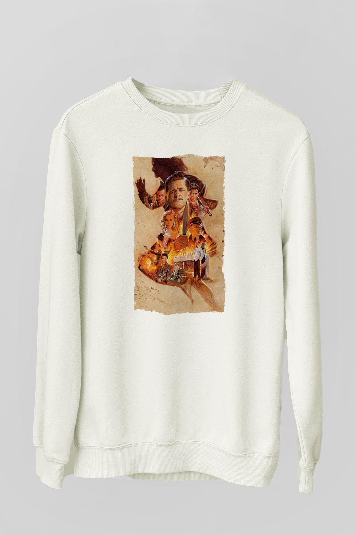 Unisex Soysuzlar Çetesi (Inglourious Basterds) Baskılı Beyaz Sweatshirt