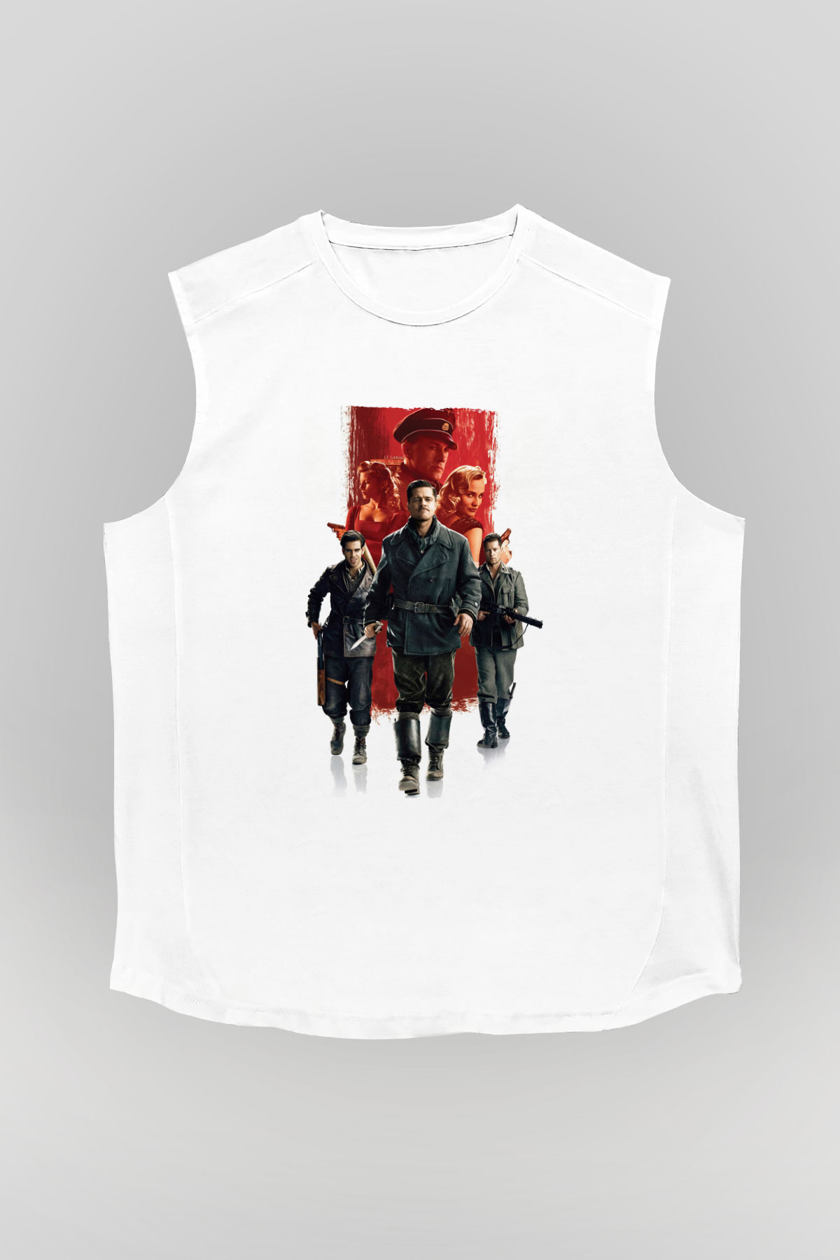 Unisex Soysuzlar Çetesi (Inglourious Basterds) Baskılı Beyaz Kolsuz Tshirt