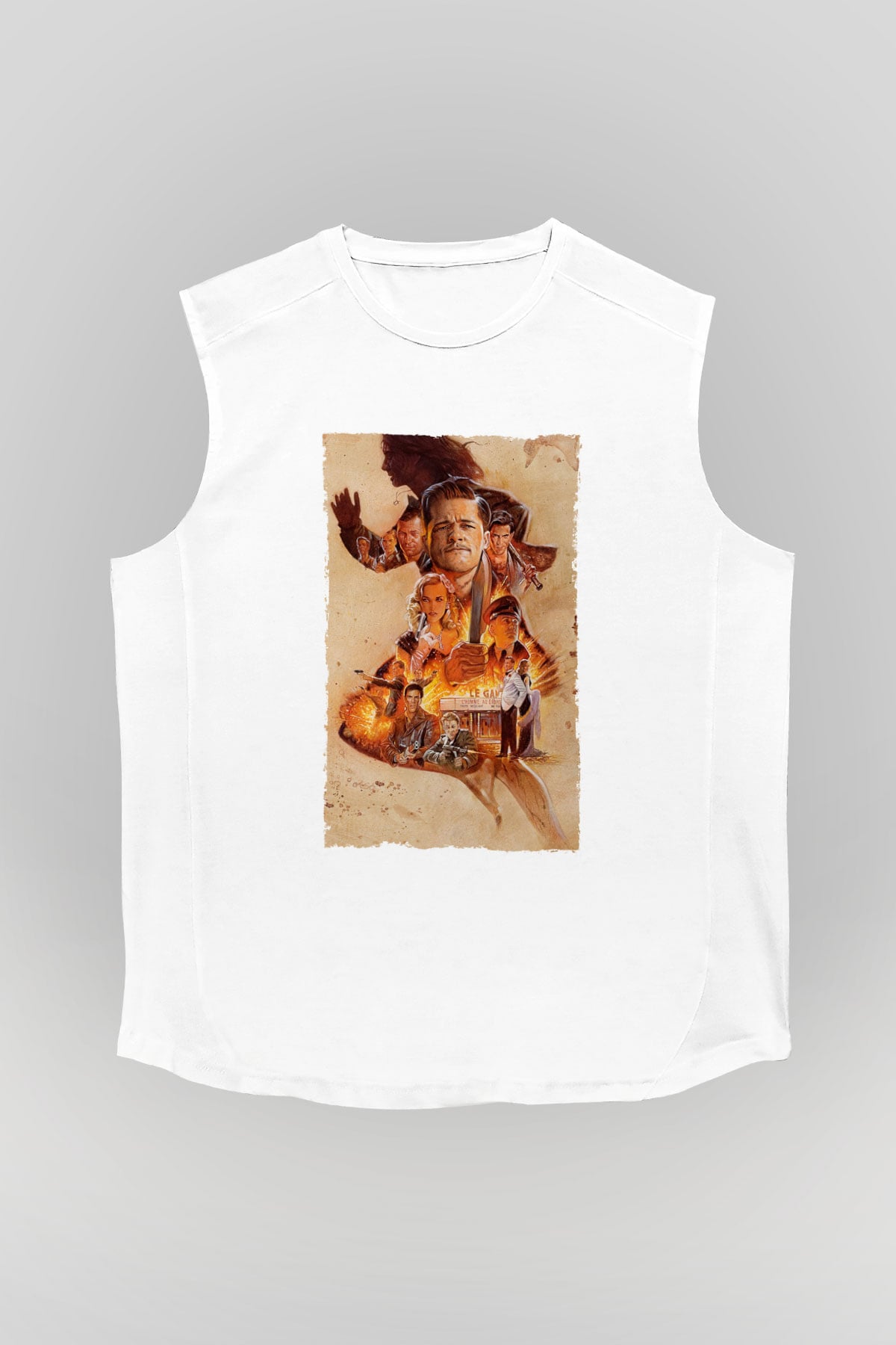Unisex Soysuzlar Çetesi (Inglourious Basterds) Baskılı Beyaz Kolsuz Tişört