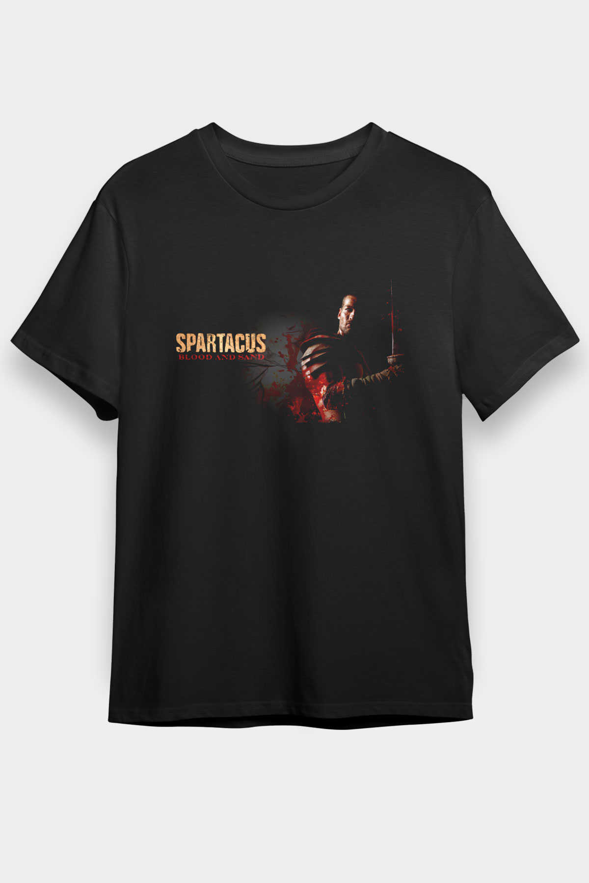 Unisex Spartacus War of the Damned Baskılı Siyah Tshirt