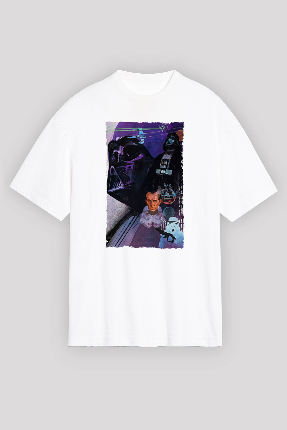 Unisex Star Wars Baskılı Beyaz T-shirt