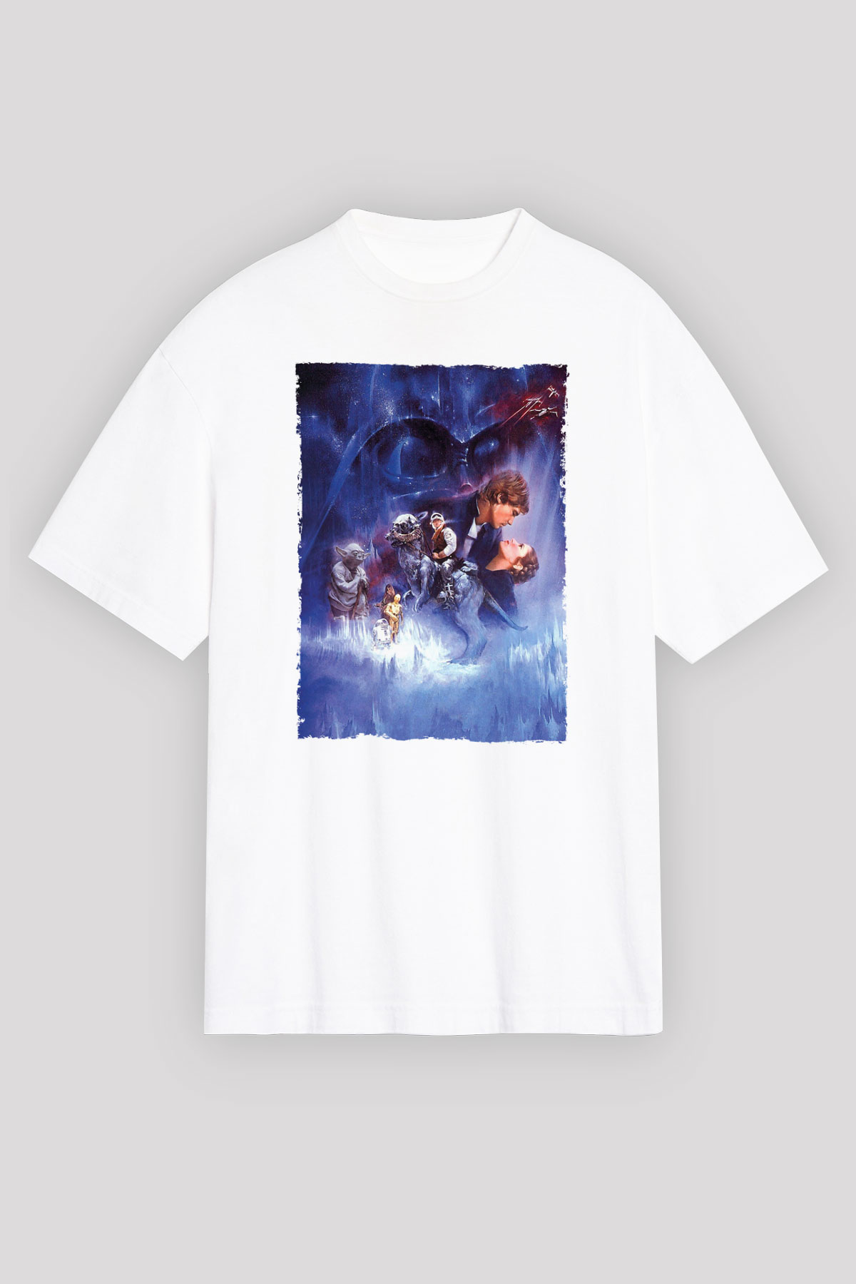 Unisex Star Wars İmparator'un Dönüşü (The Empire Strikes Back) Baskılı Beyaz Oversize Oversize T-shirt