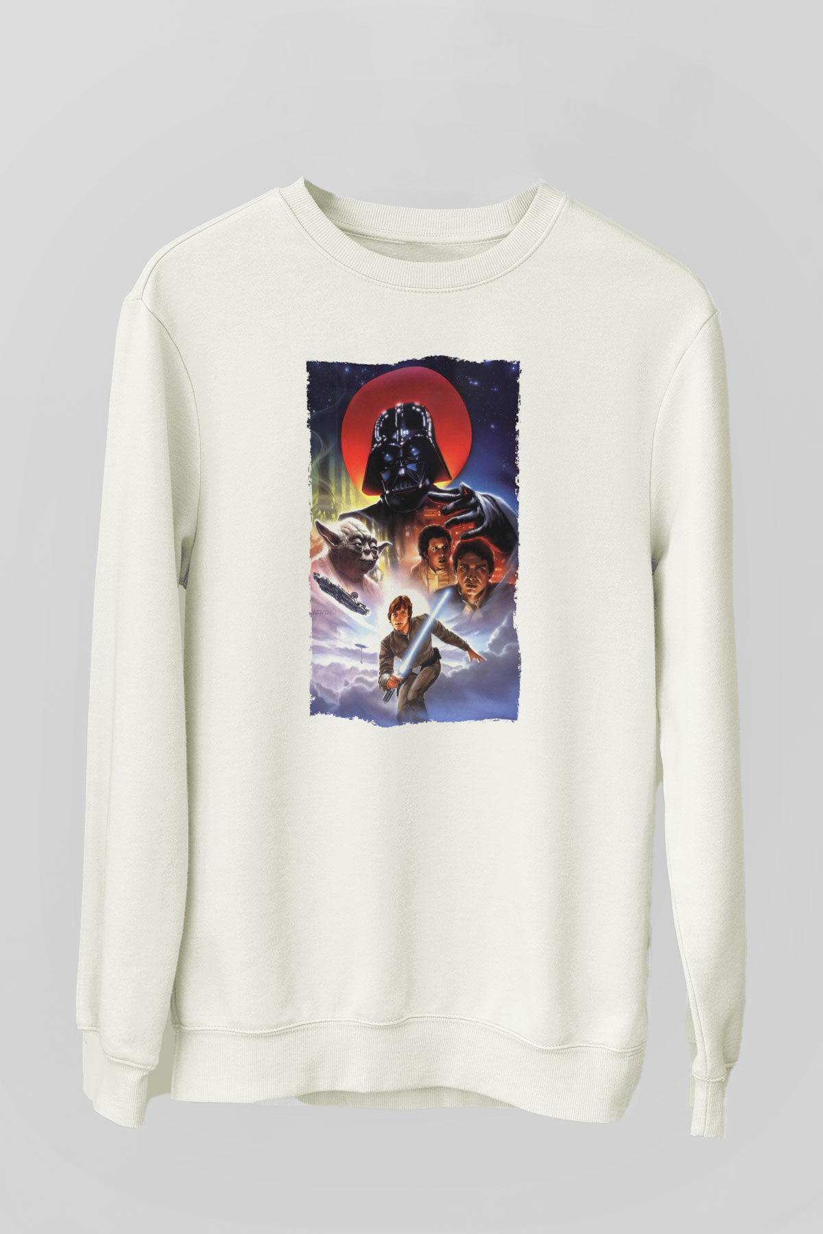 Unisex Star Wars İmparator'un Dönüşü (The Empire Strikes Back) Baskılı Beyaz Sweatshirt