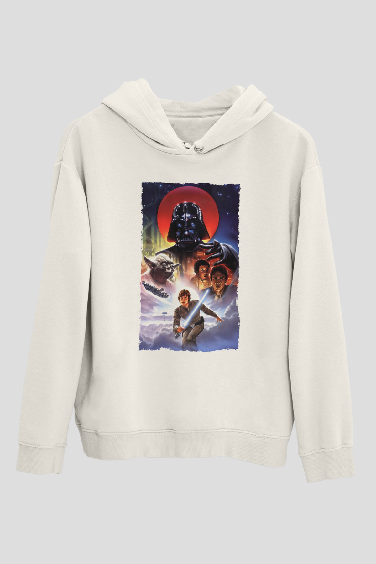 Unisex Star Wars İmparator'un Dönüşü (The Empire Strikes Back) Baskılı Beyaz Kapüşonlu Sweatshirt