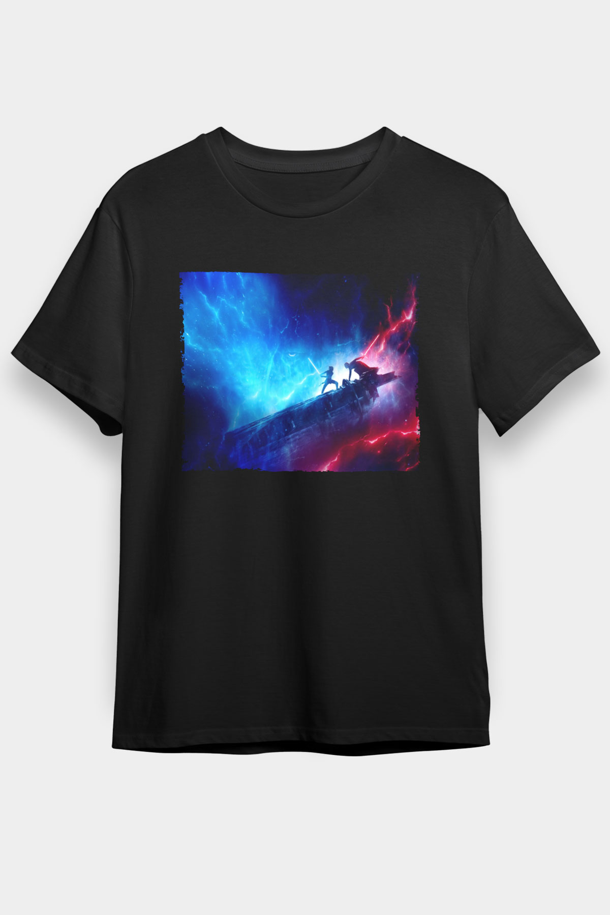 Unisex Star Wars Skywalker'ın Yükselişi (Star Wars The Rise of Skywalker) Baskılı Siyah Tişört